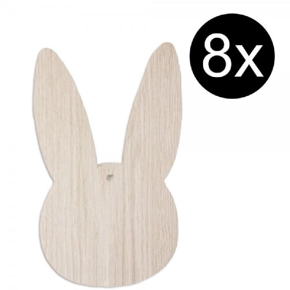 Eulenschnitt Osterhase Holzanhänger-Set Hase Natur (8-teilig)