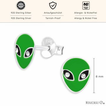 Monkimau Paar Ohrstecker Alien Ohrringe Ohrstecker Silber Schmuck (Packung)