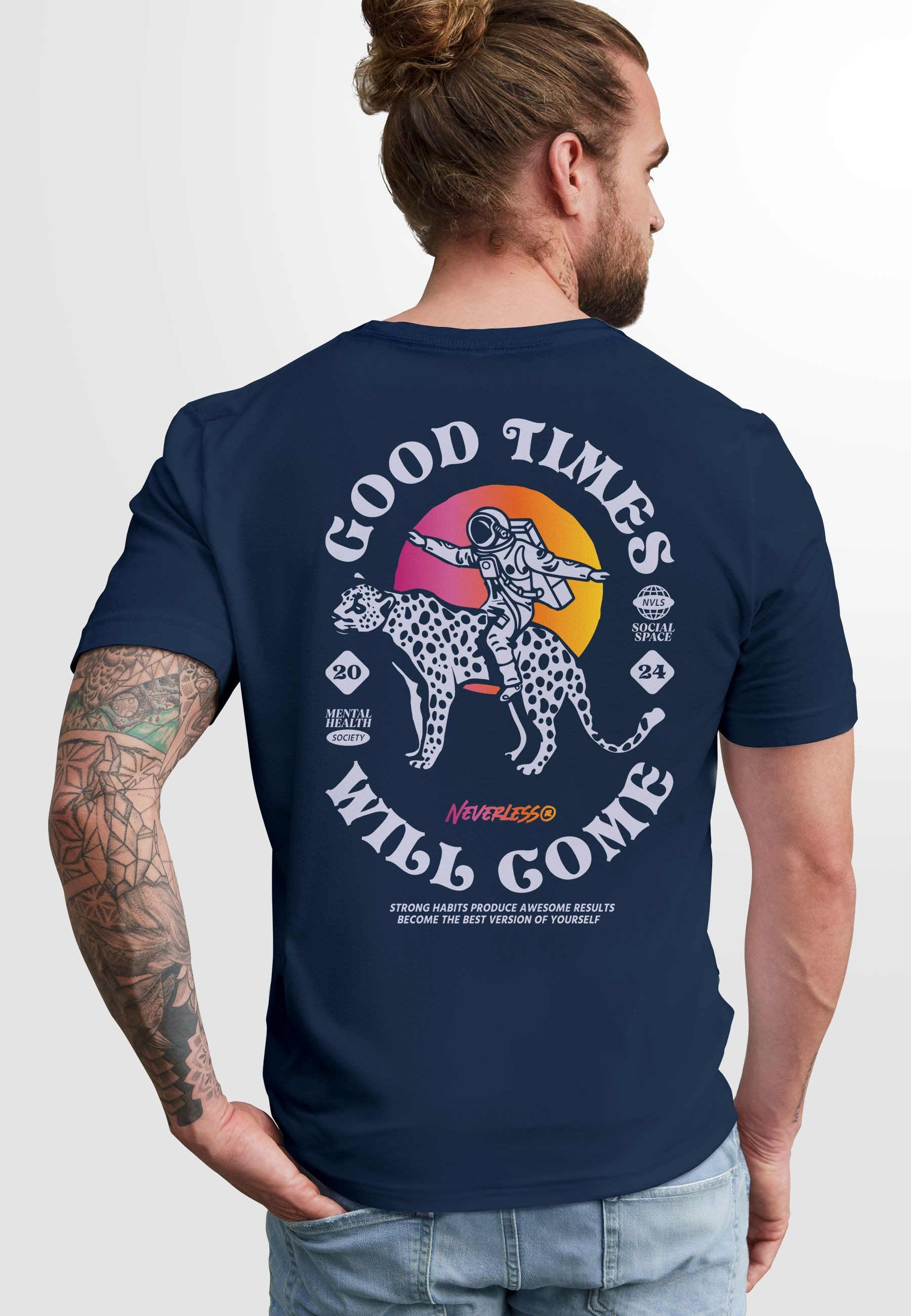 Neverless Print-Shirt Herren T-Shirt Backprint Rücken-Aufdruck günstig online kaufen