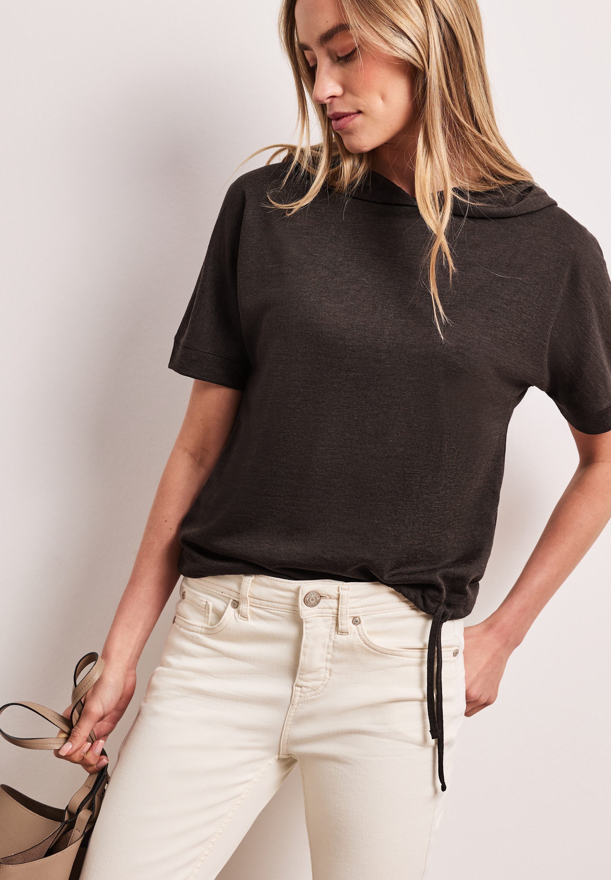 STREET ONE Kurzarmshirt mit Kapuze