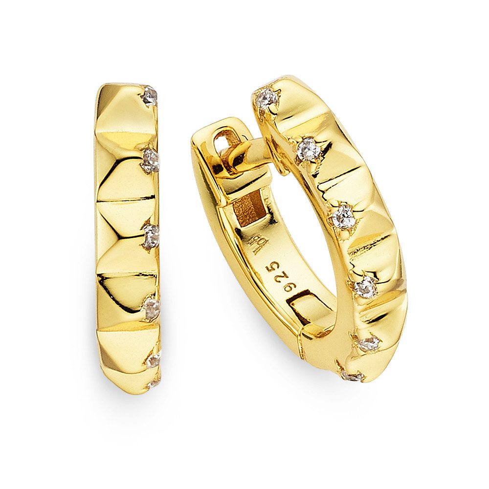Bruno Banani Paar Creolen Schmuck Geschenk Klappcreole Silber gelbgoldfarben vergoldet