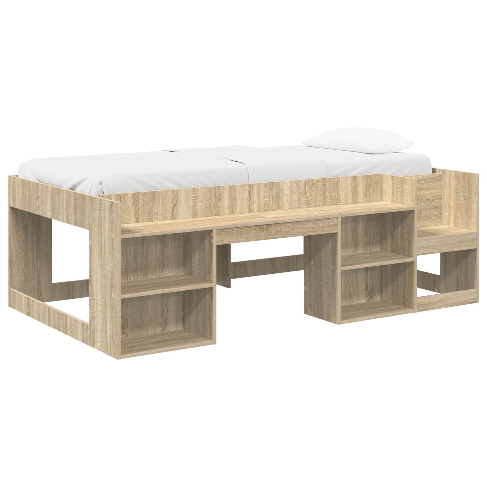 vidaXL Kinderbett 90 x 200 cm Kinderbettgestell mit Stauraum Sonoma-Eiche 90x200 cm