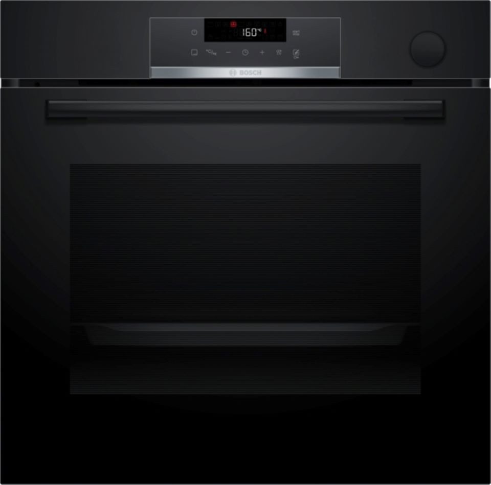 BOSCH Einbaubackofen Serie 4 HRG532BB3, Einbau-Backofen mit Dampfunterstützung, Schwarz, EEK: A+, mit Teleskopauszug nachrüstbar