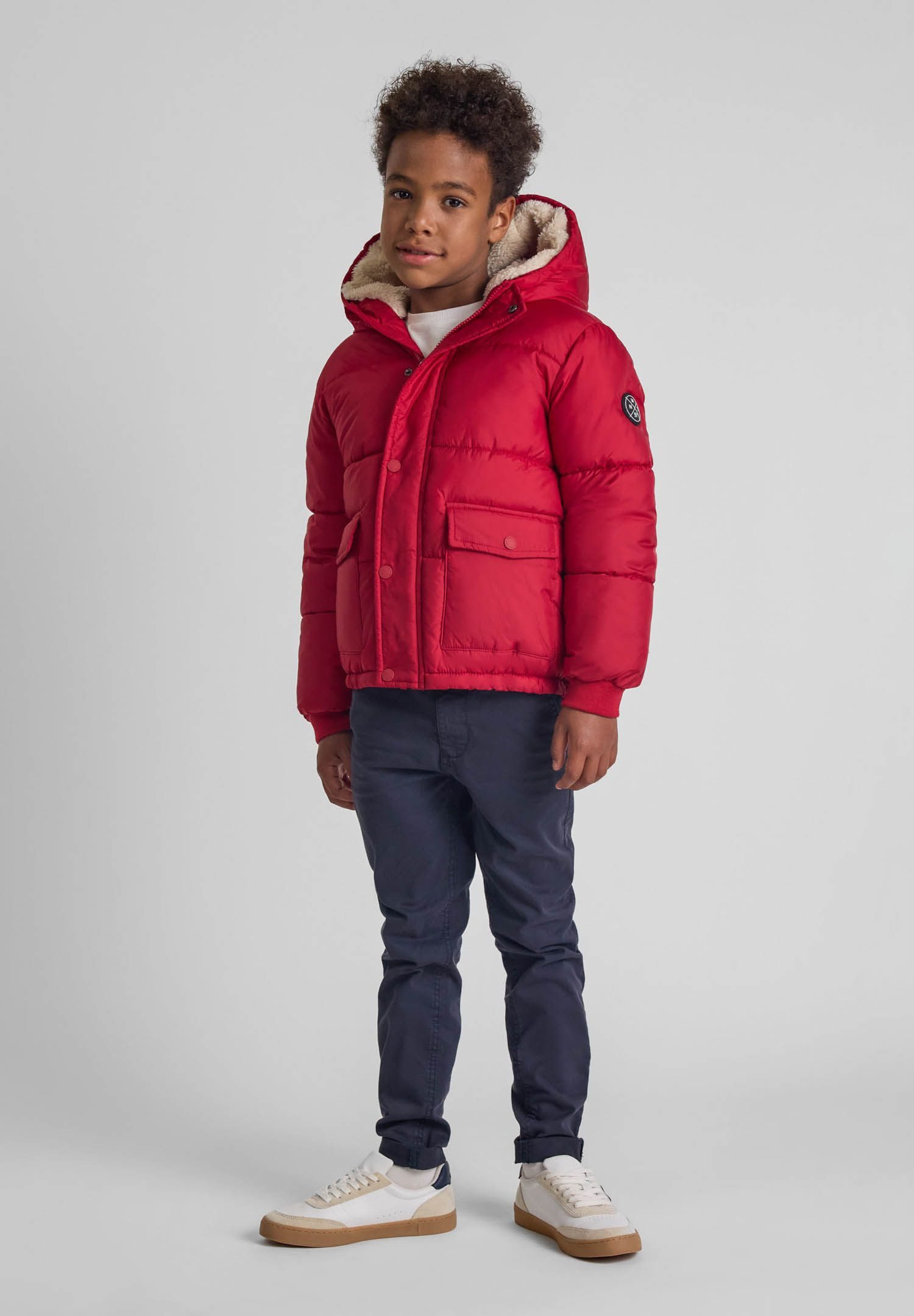 MINOTI Winterjacke Steppjacke mit fester Kapuze (9m-8y) trendiger Aufnäher günstig online kaufen