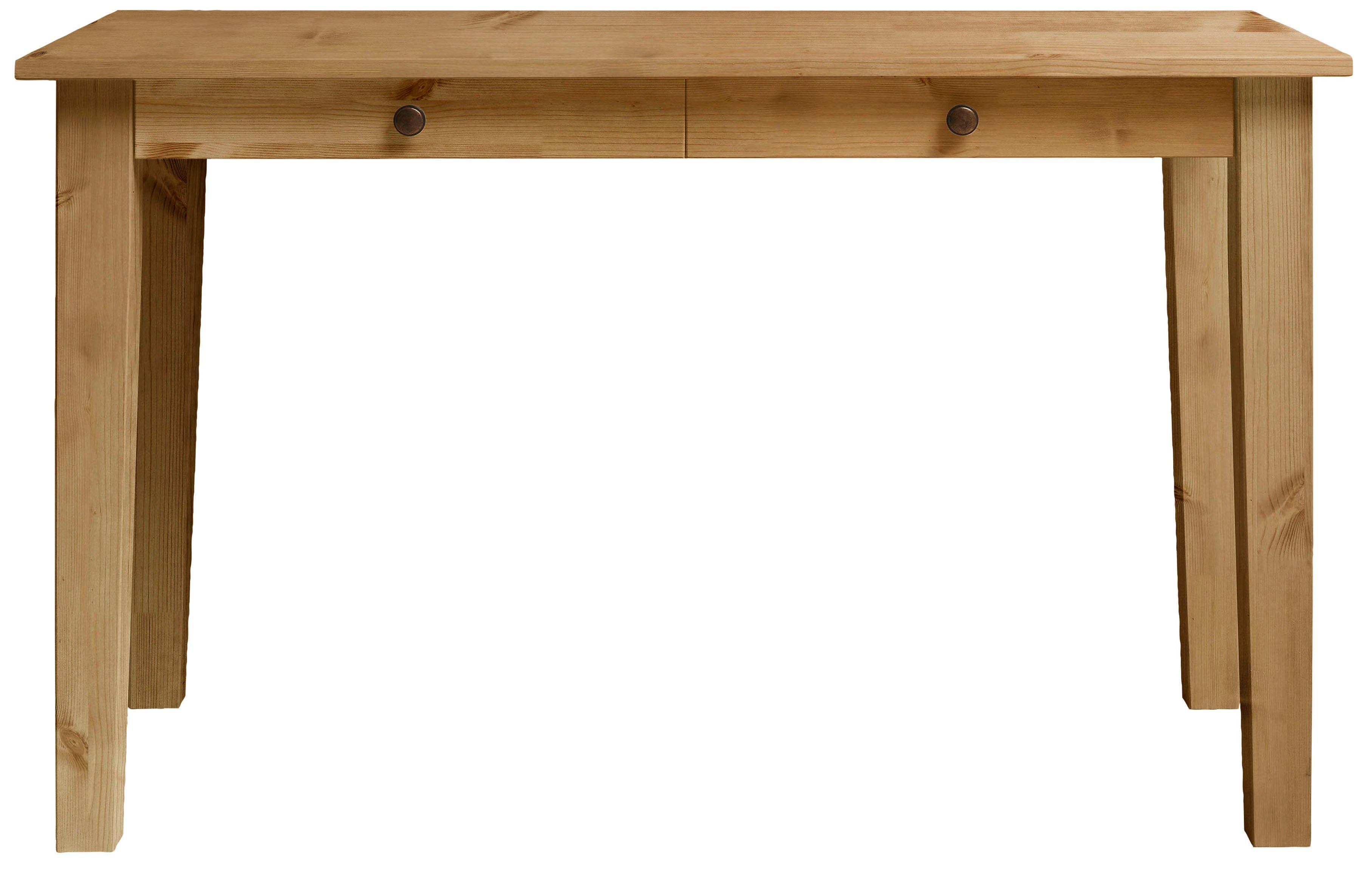 Wohn[glück]lich by Infantil Schreibtisch Solvita, Arbeitstisch Desk mit 2 Schubladen Kiefer massiv Breite 120cm Landhaus