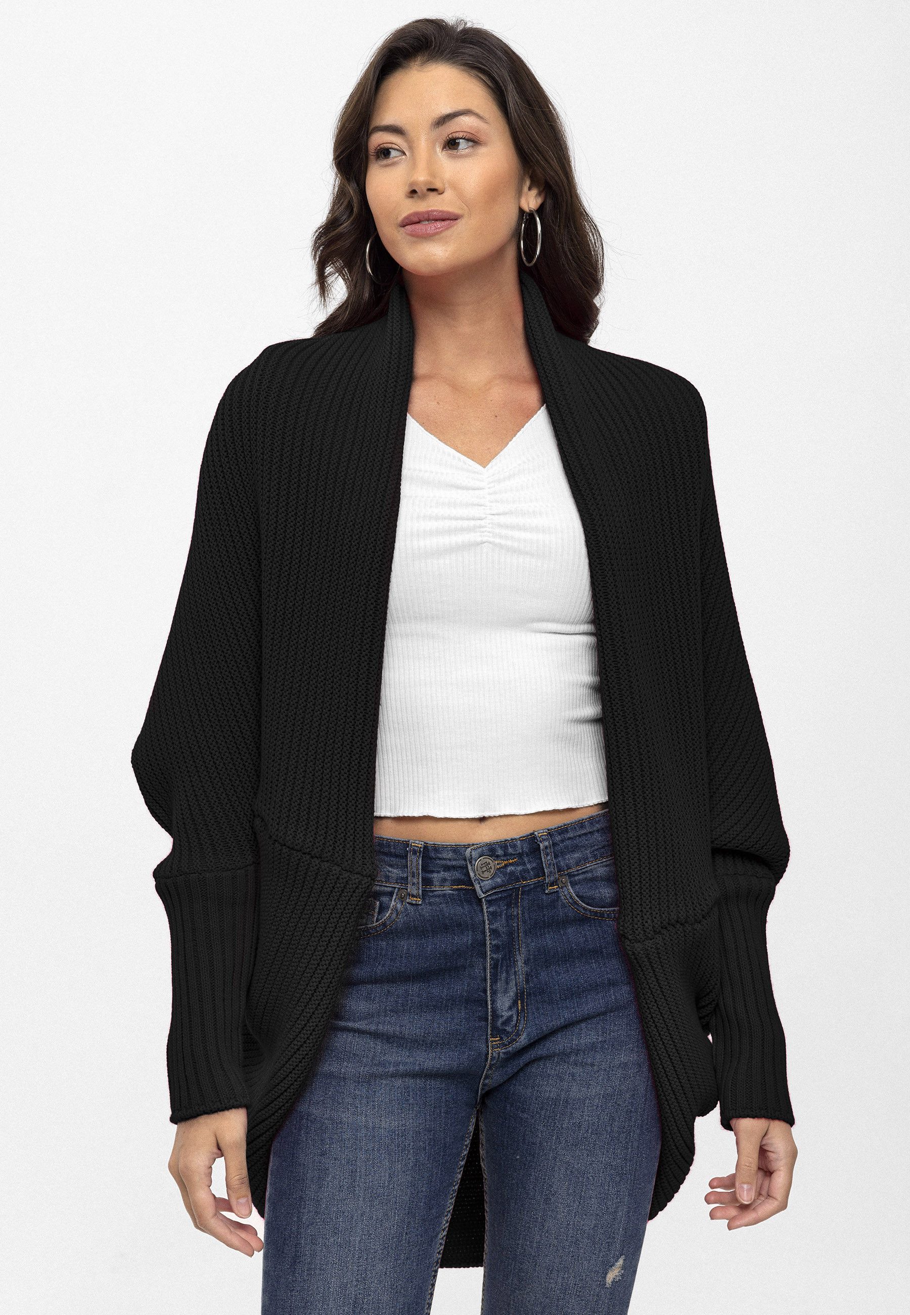 Felix Hardy Strickjacke Langärmelige Strickjacke aus Wollmischung mit Flede günstig online kaufen