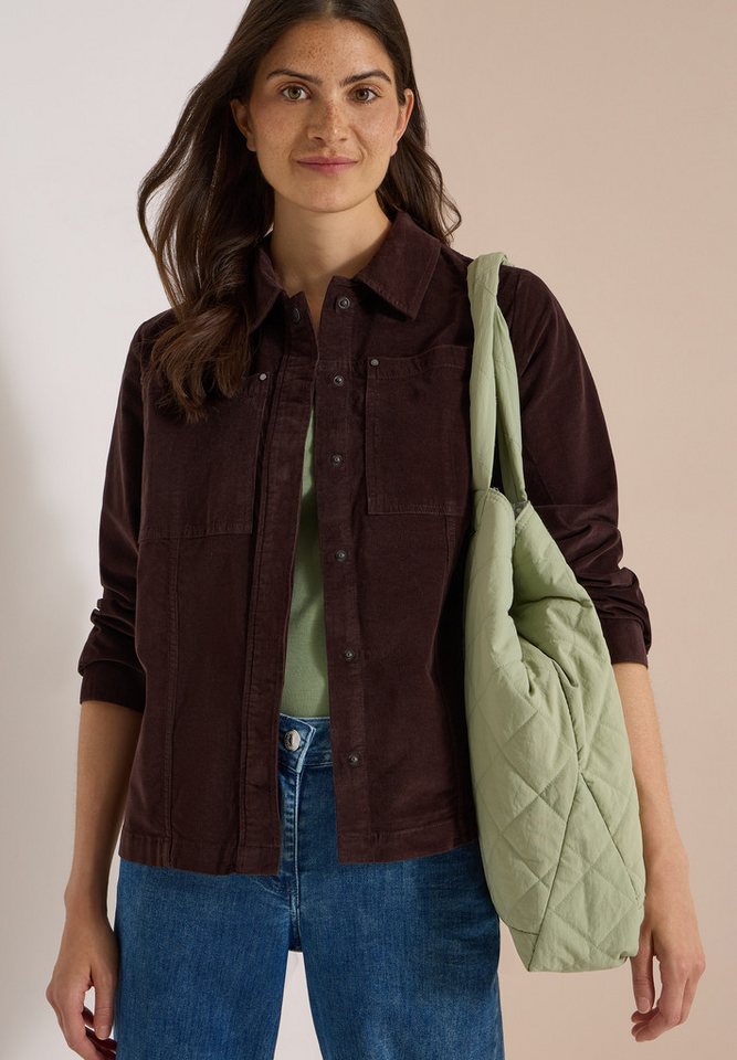 CECIL Cordjacke Feincord Overshirt, Baumwollmix, Brusttaschen