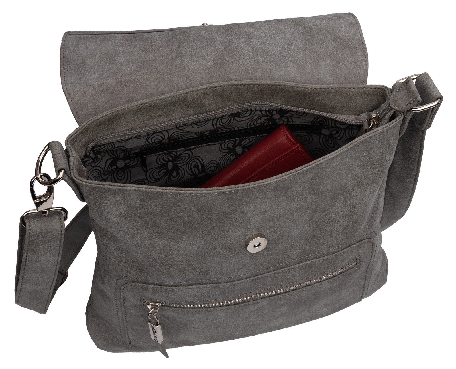 STREET BAG als Umhängetasche T0103, Street GRAU Bag tragbar Handtasche Schultertasche Damentasche Umhängetasche Schultertasche, Schlüsseltasche
