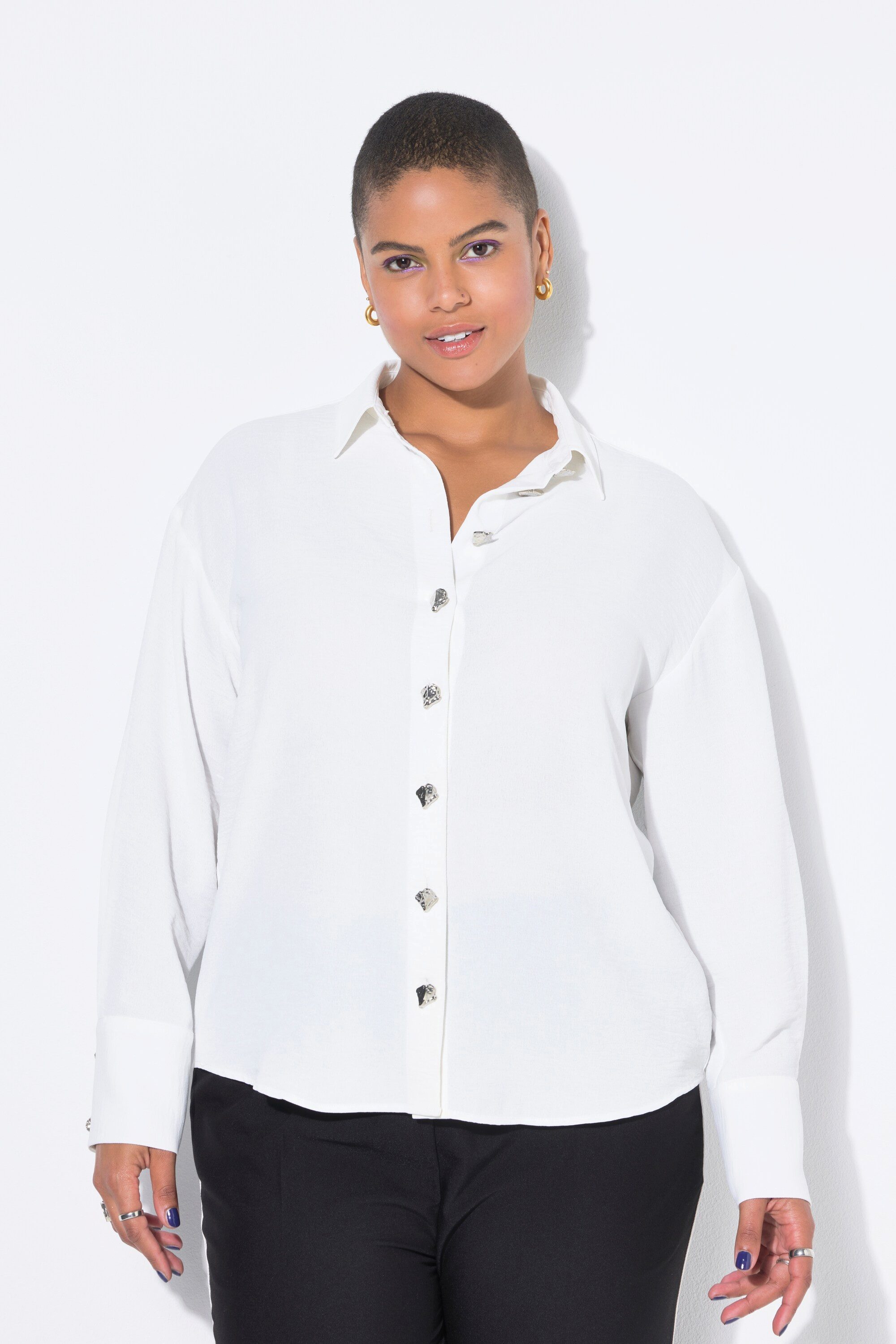 Studio Untold Hemdbluse Hemdbluse oversized Schmuckknöpfe günstig online kaufen