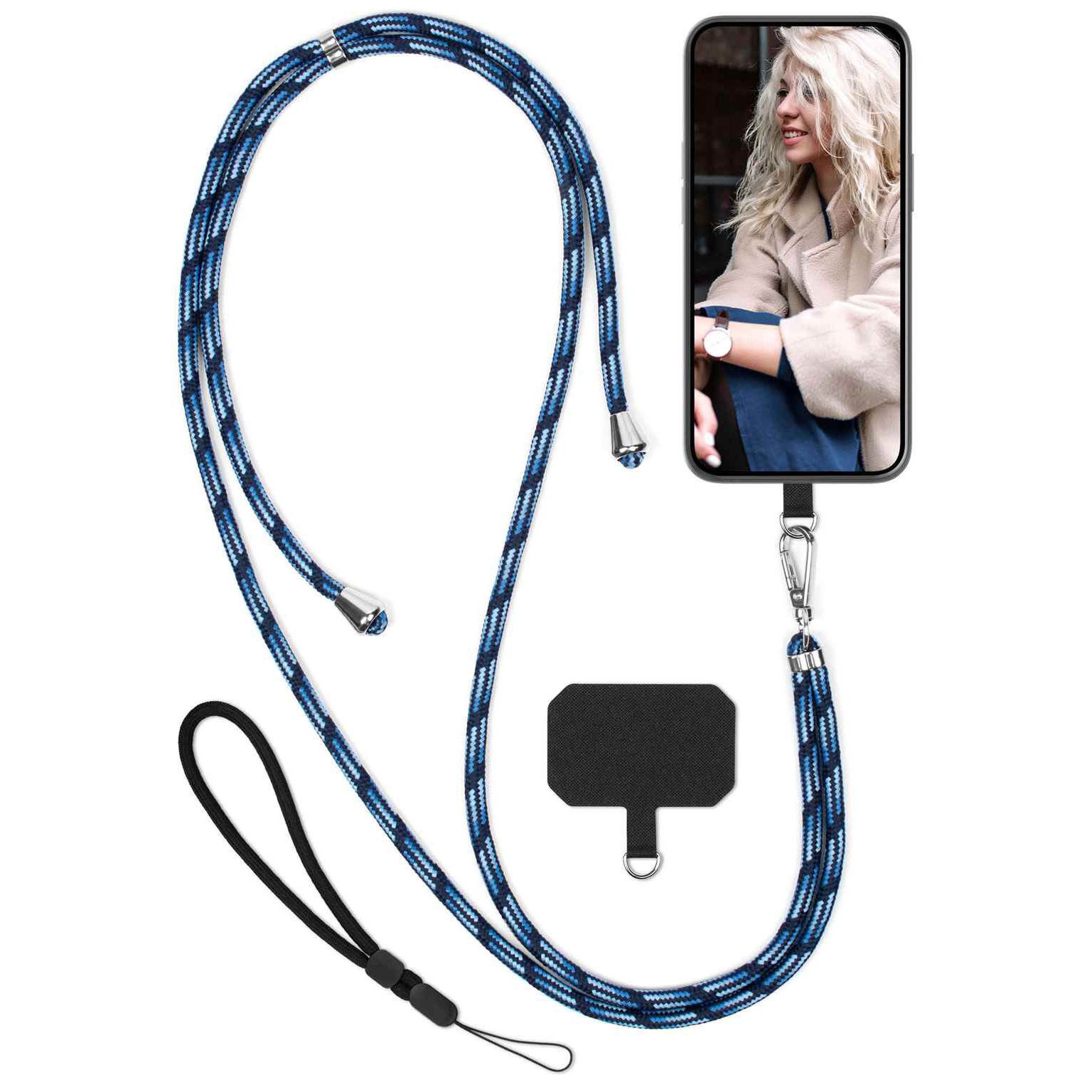 moex Handykette für iPhone 6 Handyband ohne Hülle Unleash Blau 4,7 Zoll, Umhängeband mit Karabiner Handy Kette zum Umhängen Band abnehmbar
