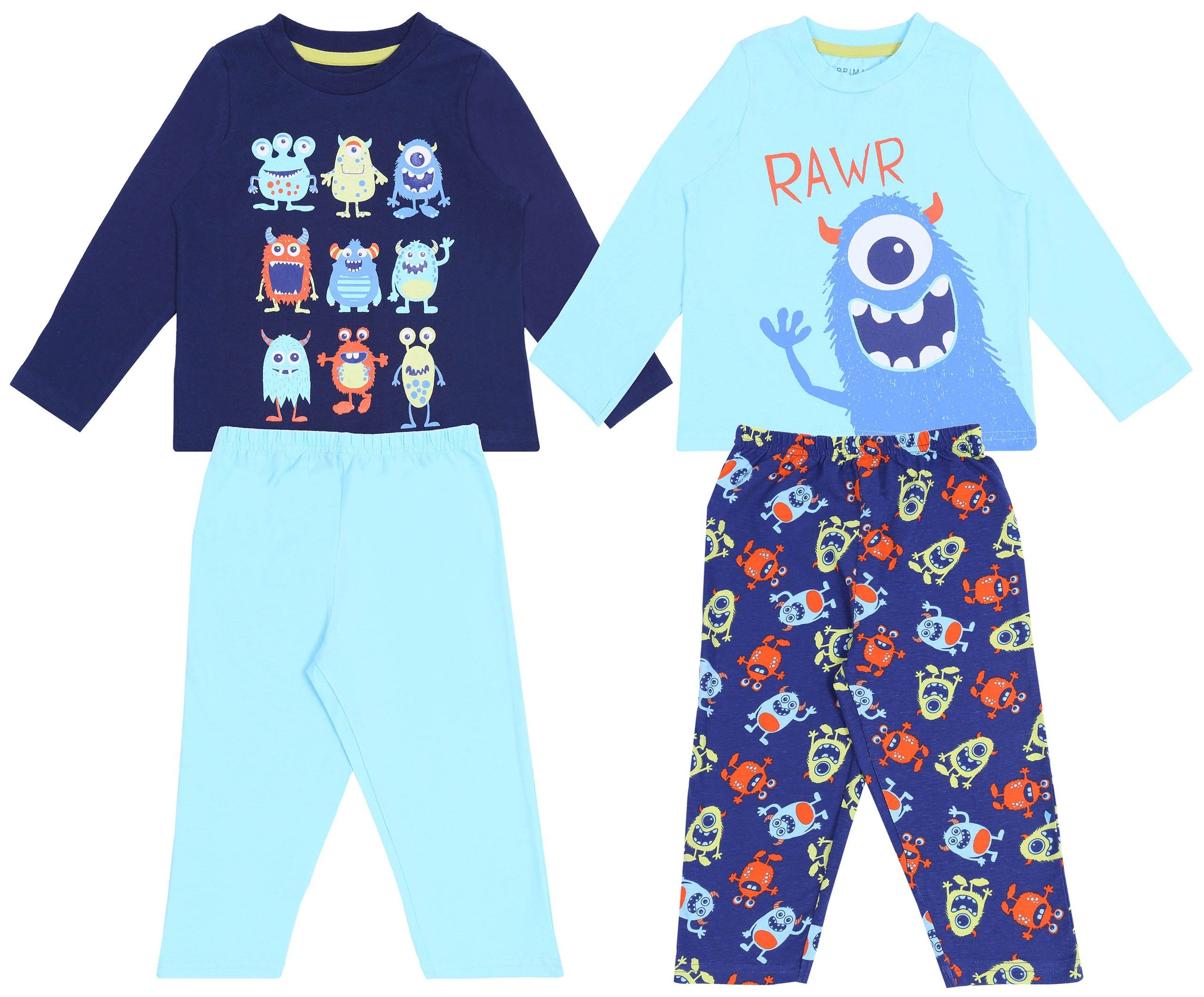 Pyjama 2 x Blaues Pyjama mit Monster-Motiv 18-24 Monate