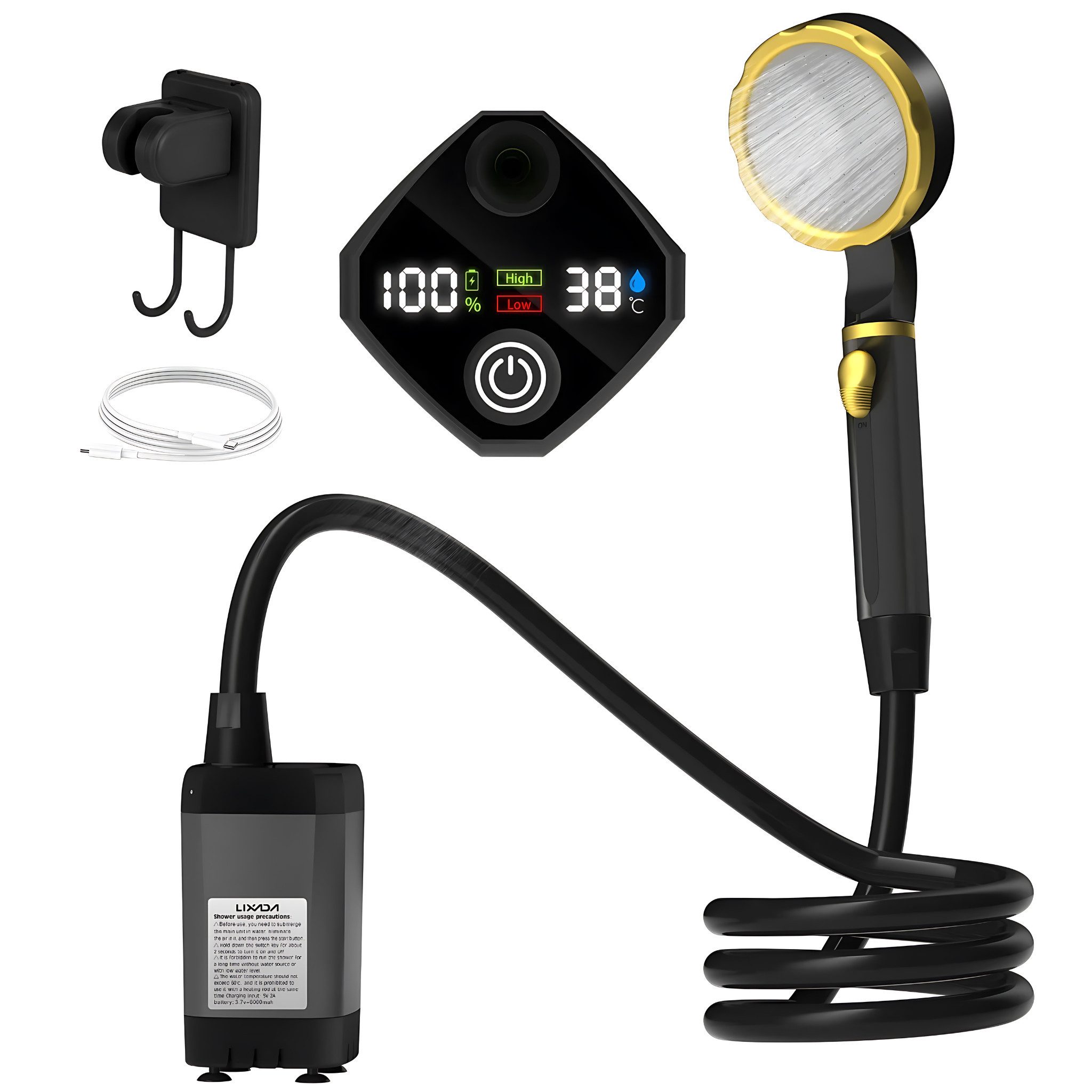 HS.SUPPLY Gartendusche Campingdusche, mobile Dusche (Komplettset), Mit LED- günstig online kaufen