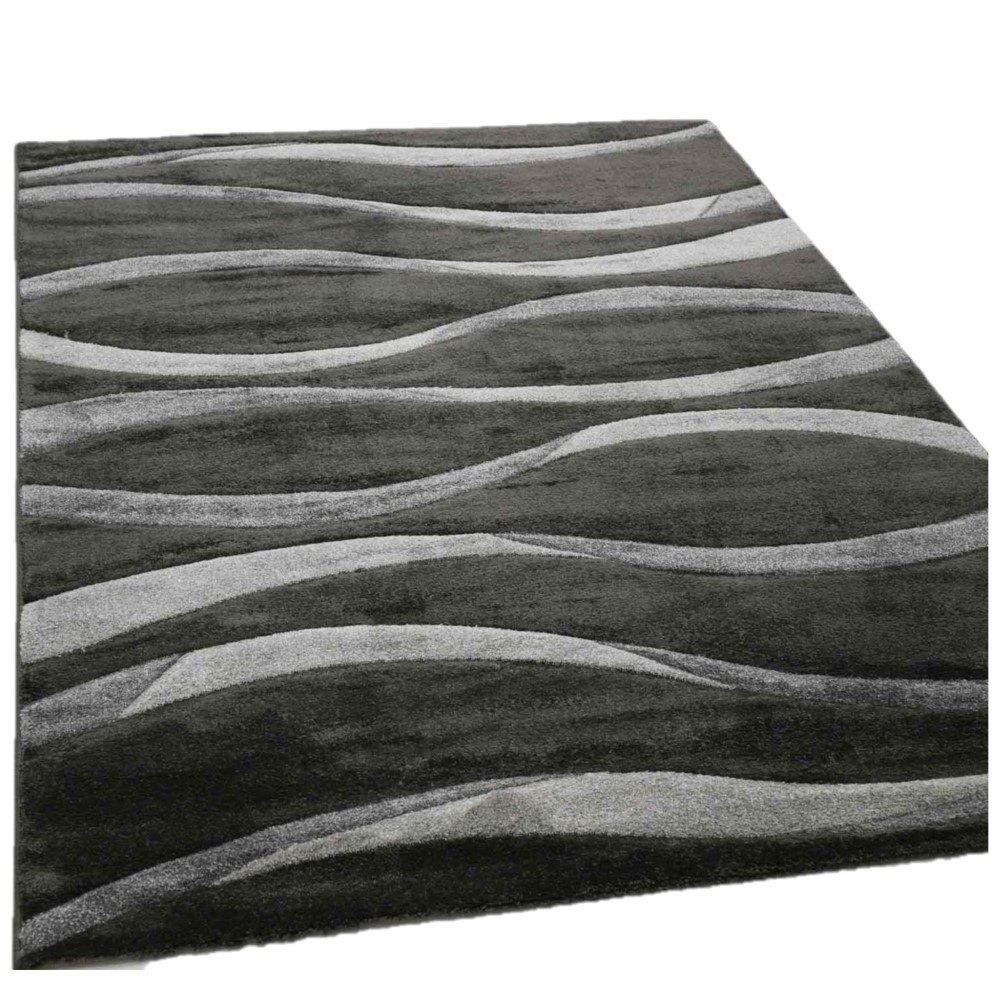 Vimoda Teppich Wohnzimmer hochwertiger Modern Wellenmuster, Rechteckig, Höh günstig online kaufen