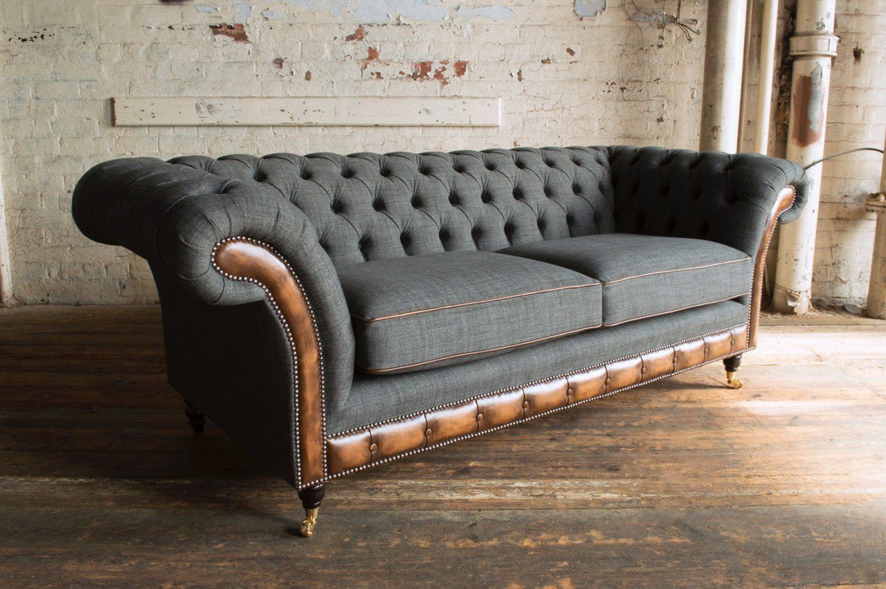 Chesterfield-Sofa, Sitz Garnitur Leder Polster Sofa Design Chesterfield JVmoebel Luxus Couch