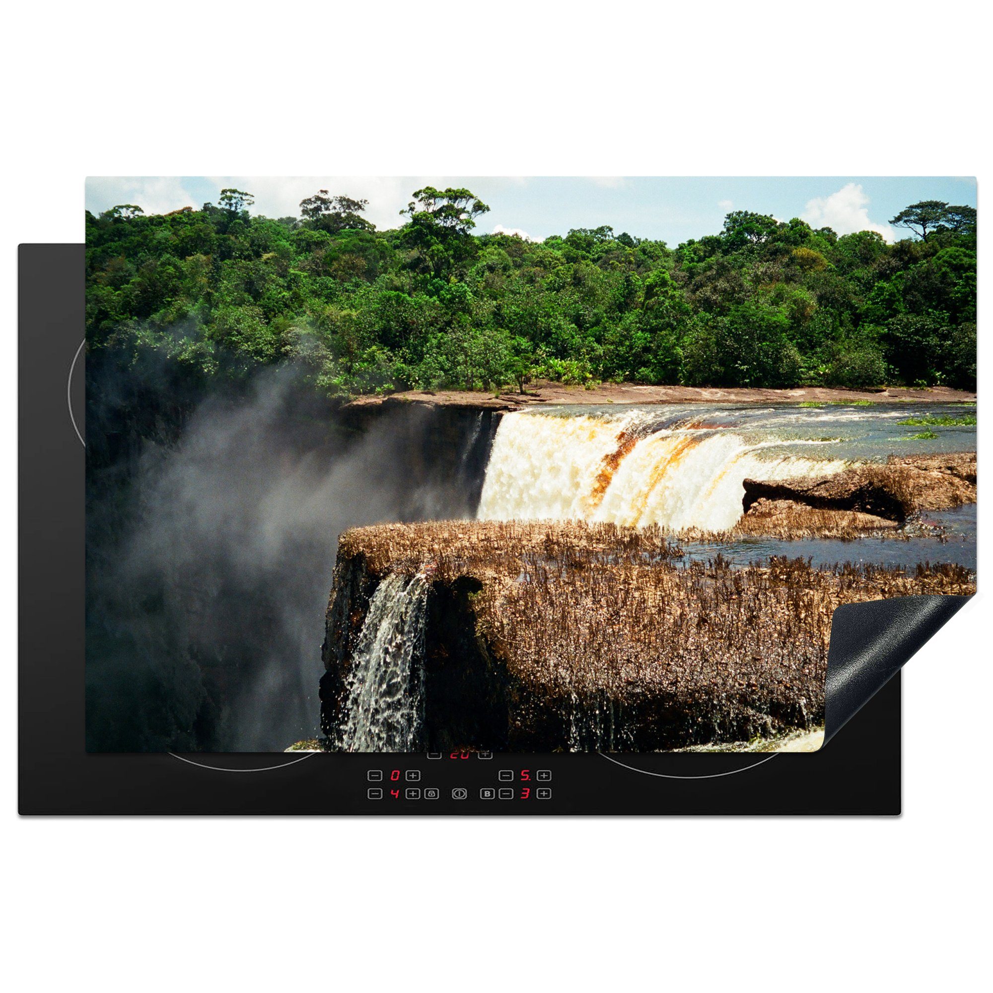 tlg), Herdblende-/Abdeckplatte die Kaieteur-Wasserfalls Die für Schutz cm, Induktionskochfeld des Ceranfeldabdeckung Spitze in 81x52 küche, MuchoWow (1 Guyana, Vinyl,