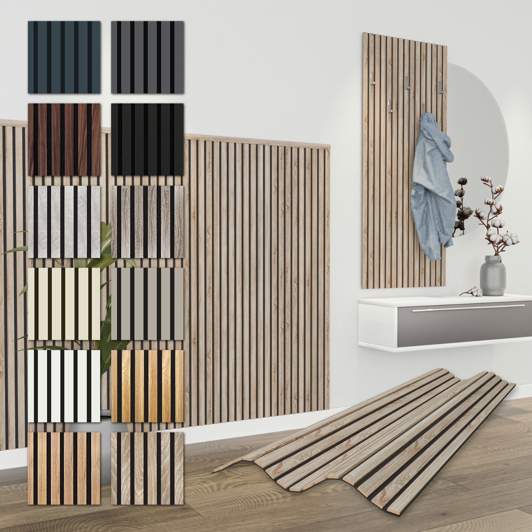 Hexim Wanddekoobjekt APH06 (Akustikpaneele 4 Stück 138,5x60cm Holz Comfort günstig online kaufen