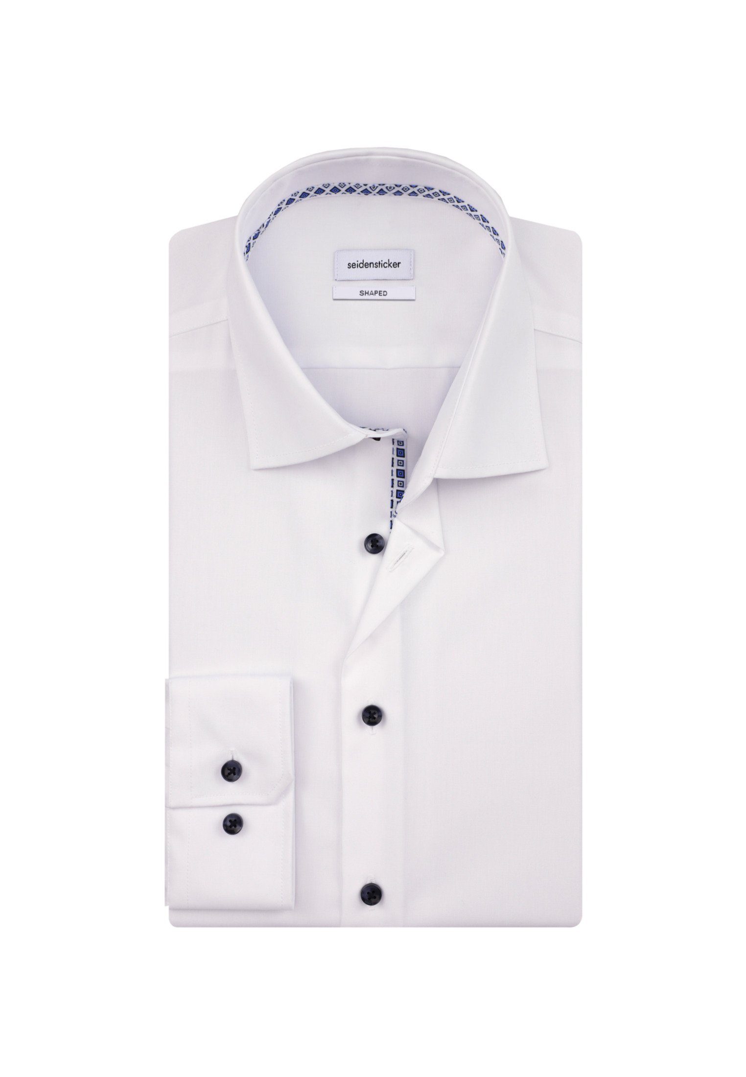 Shaped Kentkragen Uni Langarm Businesshemd Shaped seidensticker Weiß