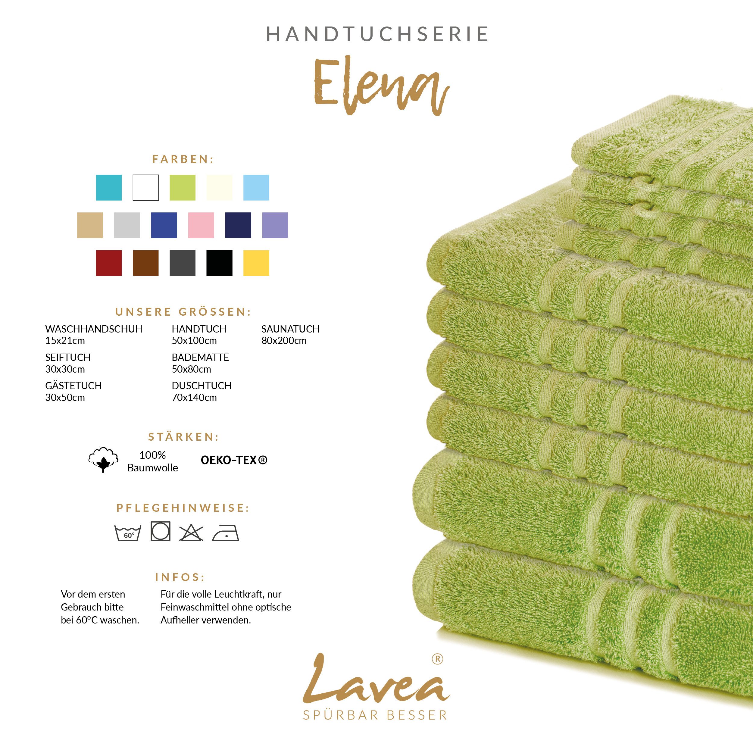 Lavea Badetuch Duschtuch 100x150 cm Elena Frottee Duschhandtuch, 100% Baumwolle, 500 g/m² Frottier, weich & saugstark, pflegeleicht – Bild 3 von 5