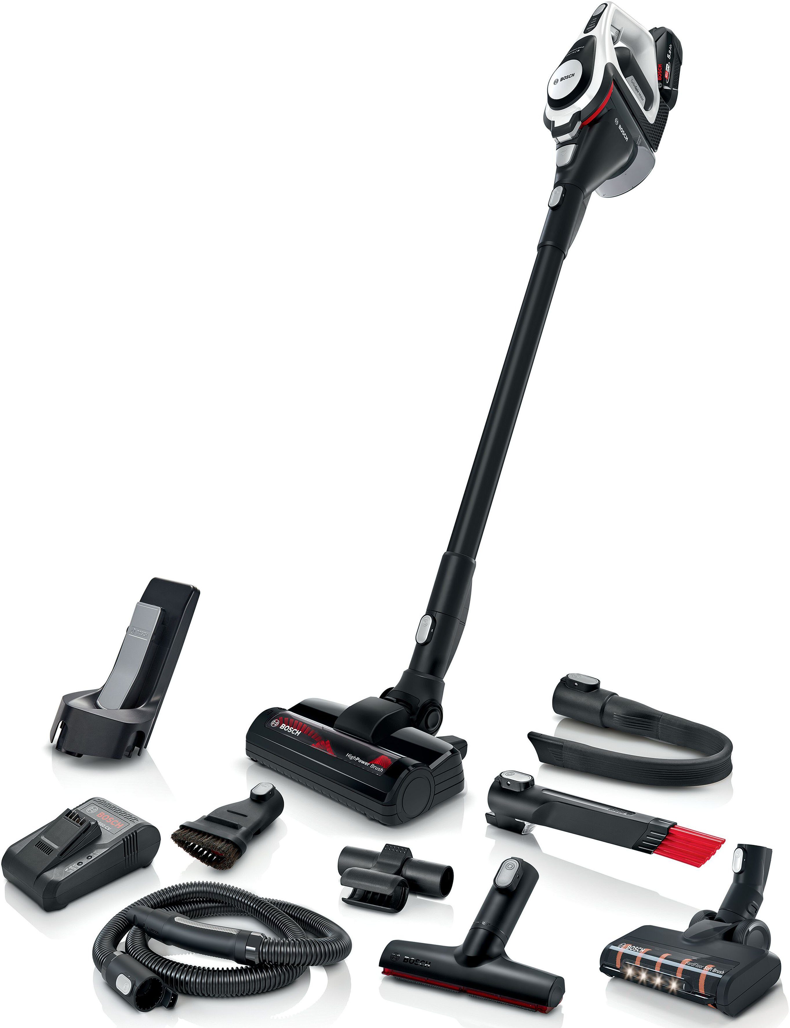 BOSCH Akku-Stielstaubsauger BSS825ALL Unlimited Serie 8 Gen2, beutellos, 45 Min. Laufzeit, inkl. umfangreichen Zubehör, Schnelladegerät