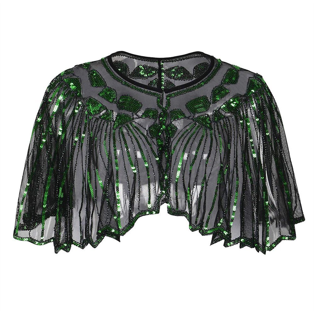 Dekorative Schal 1920s Stola Schal Damen Pailletten Umschlagtücher, (1-St), Gatsby-Party-Kostüm der 20er Jahre für Frauen Grün | Modeschals