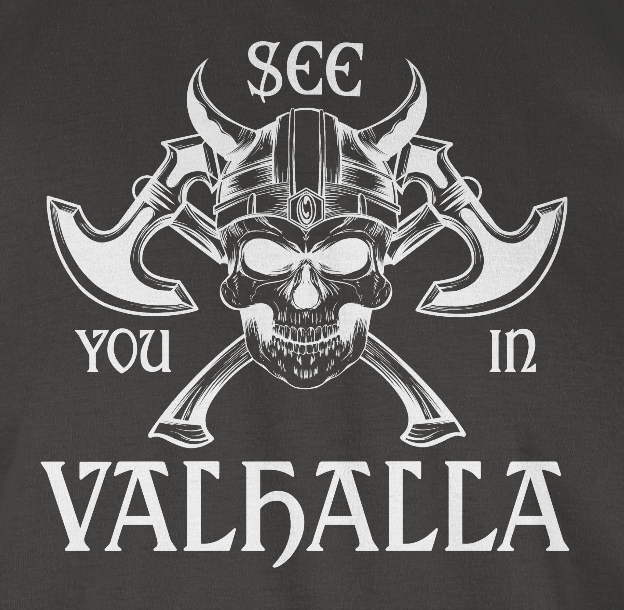 Dunkelgrau Wikinger T-Shirt Walhalla & you See Herren in Shirtracer Valhalla 02