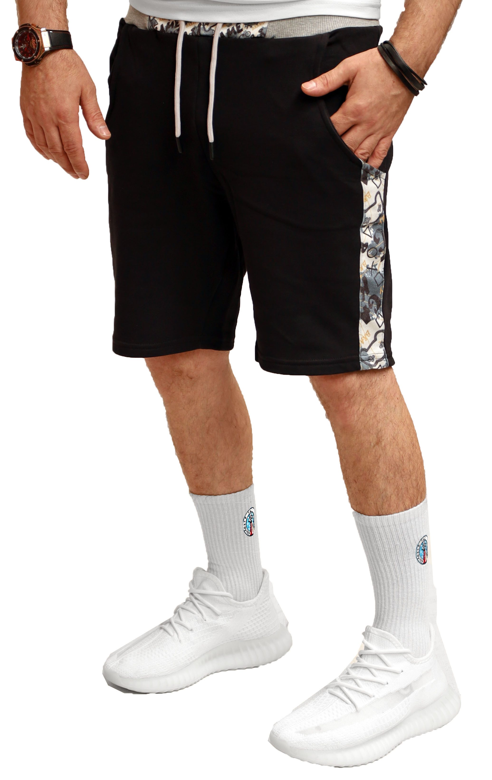 RMK Shorts Herren Sport Sweatshorts kurze Hose Sommer Bermuda Elastikbund mit Tunnelzug