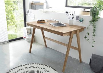 MCA furniture Schreibtisch Delia, Asteiche Massivholz geölt mit Schubladen, Breite 120 cm