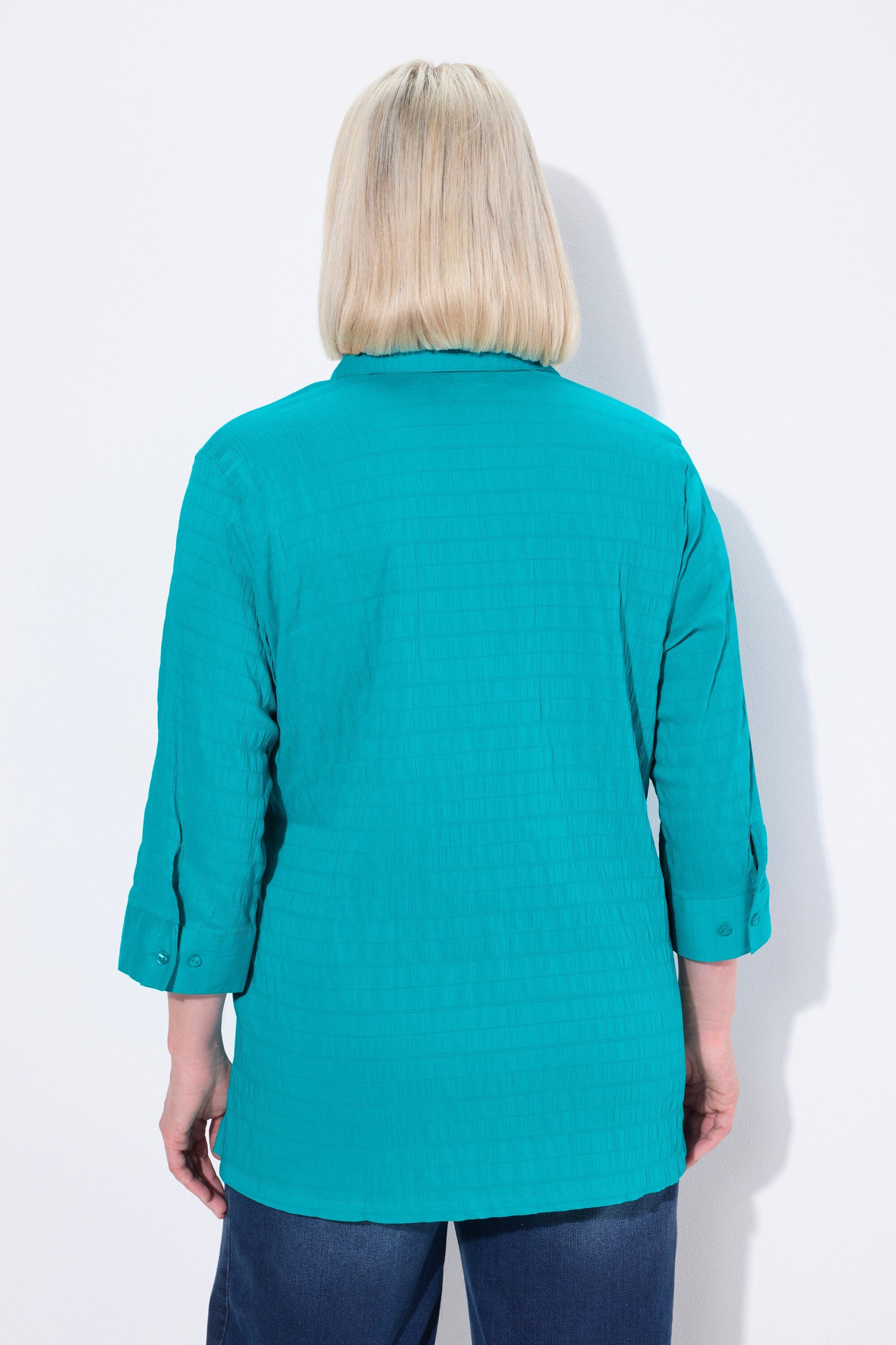 Ulla Popken Hemdbluse Bluse Bubble-Qualität Hemdkragen 3/4-Arm