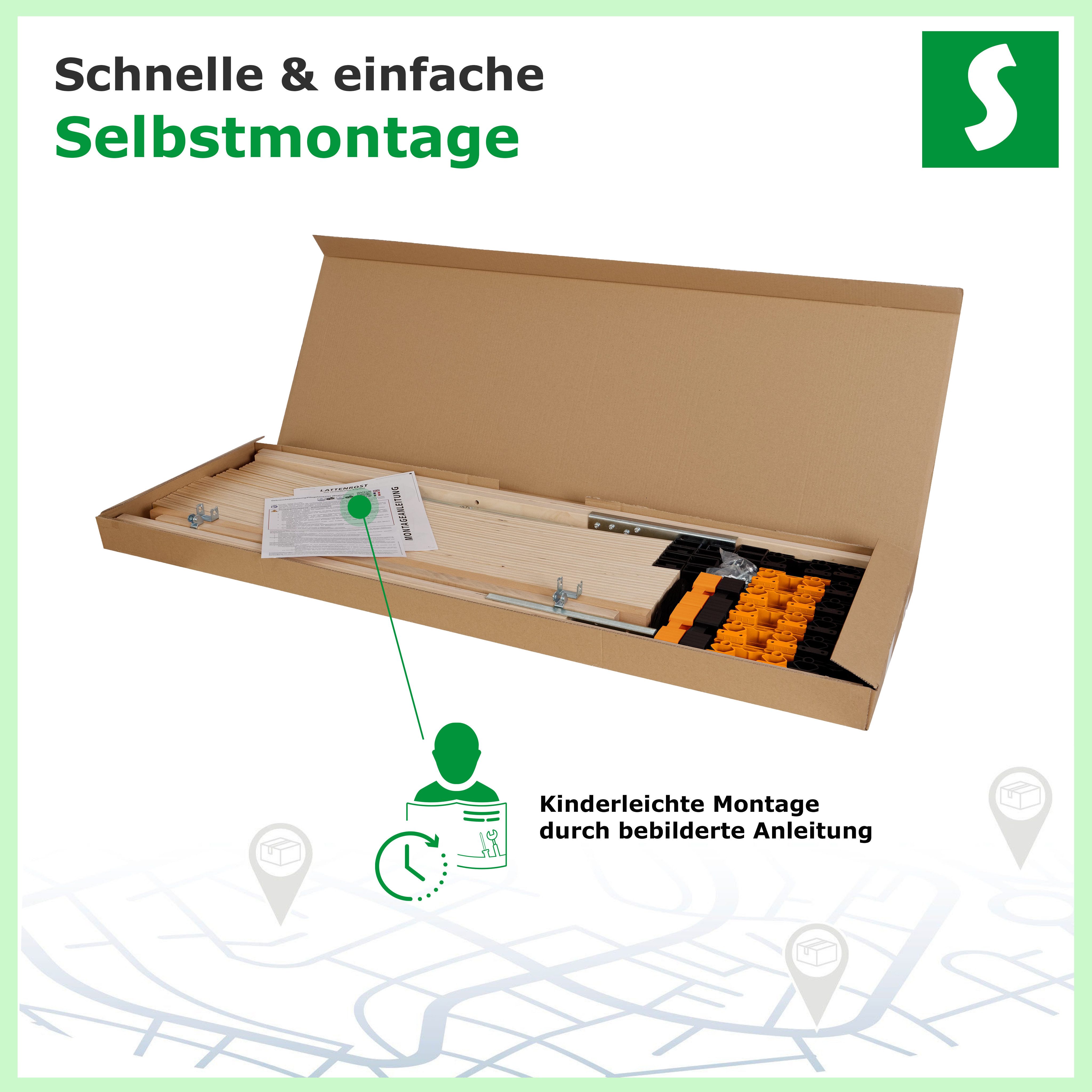 Lattenrost Langlebig, komfortabel & einfache Selbstmontage, Schlaftroll, ErgoFlex 90x200,140x200 manuell verstellbares Kopfteil