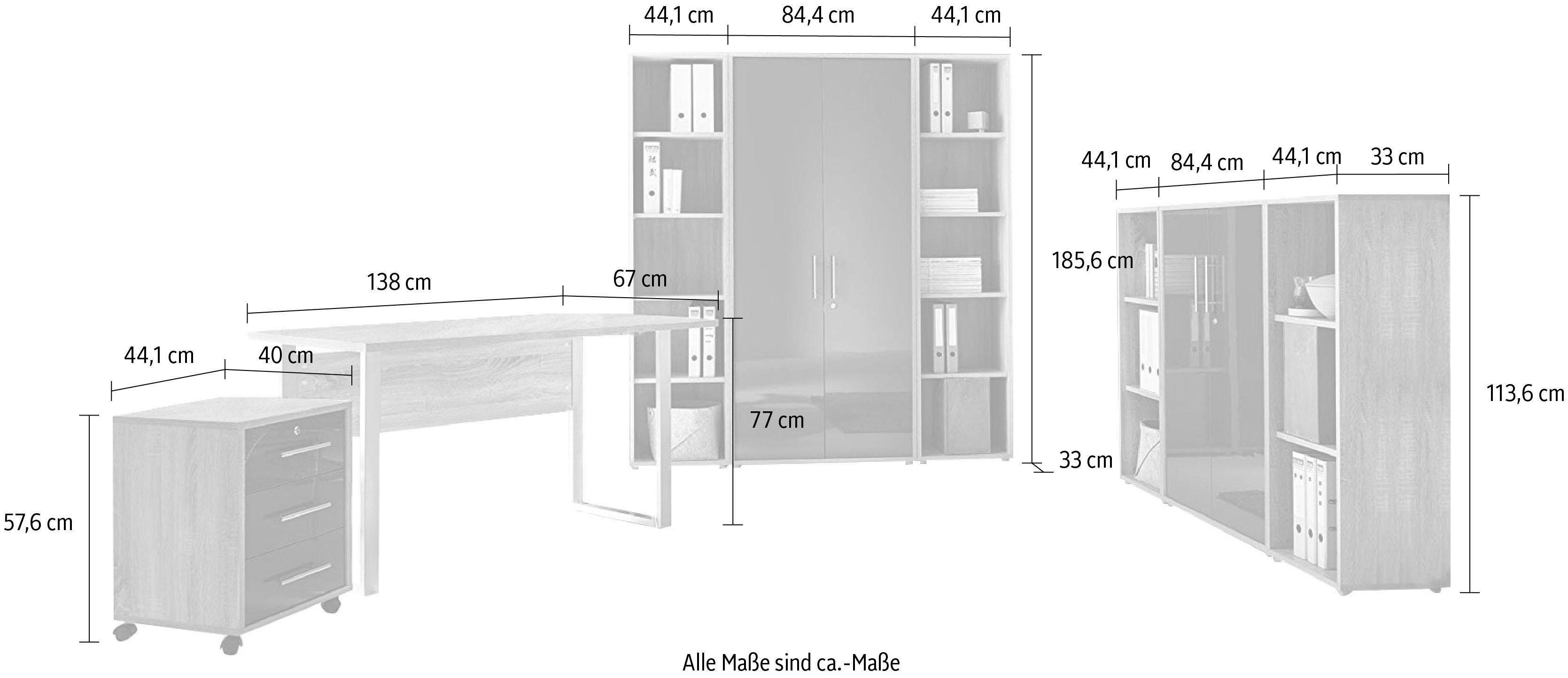 BMG Möbel Büro-Set Tabor Mini Anthrazit Sonoma/ Eiche 5 HG Kombi