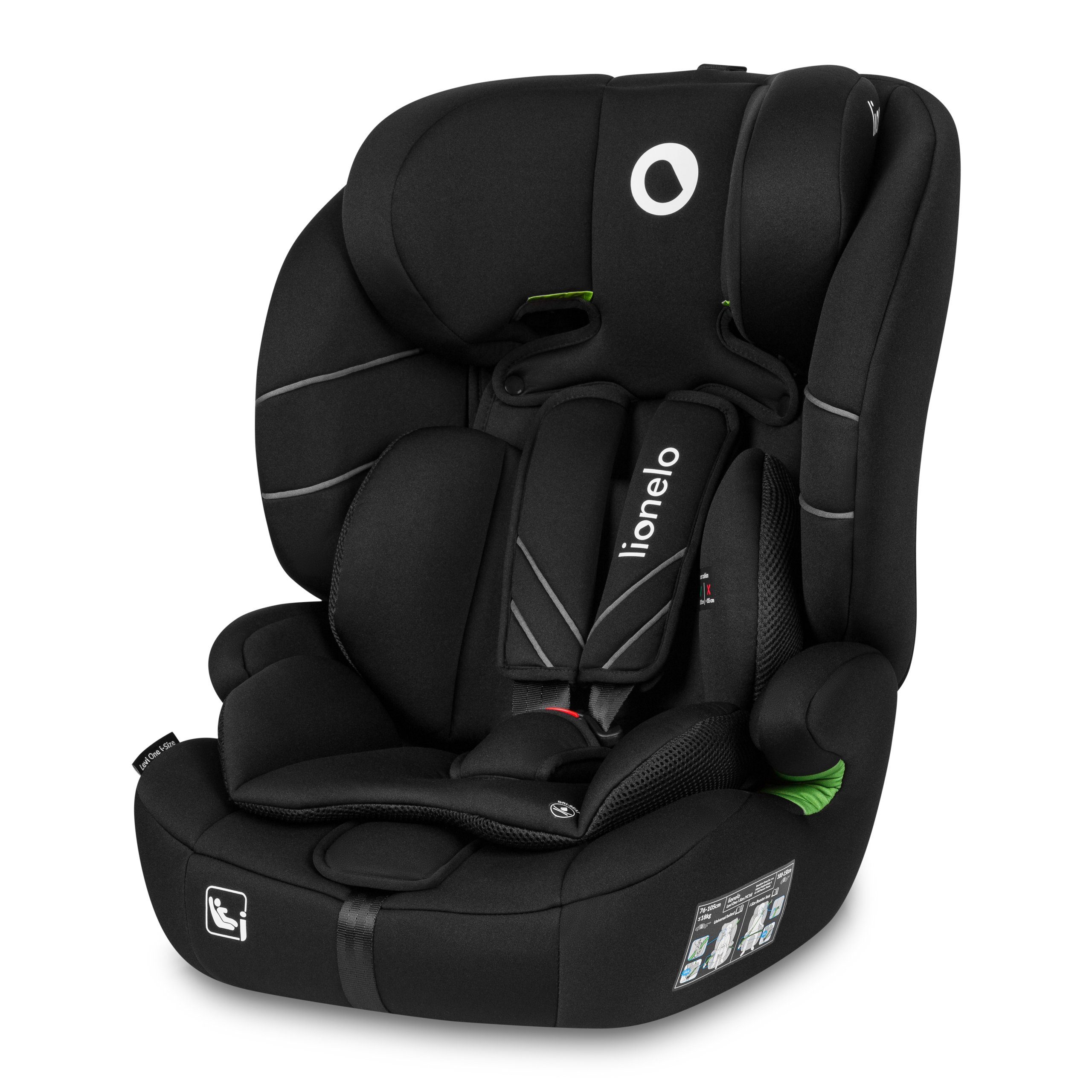 lionelo Autokindersitz LEVI ONE I-SIZE, ab: 12 Monaten, bis: 12 Jahren, ab: 76,00 cm, bis: 150,00 cm, (Set), i-Size R129 / Memory Foam / Dri-Seat