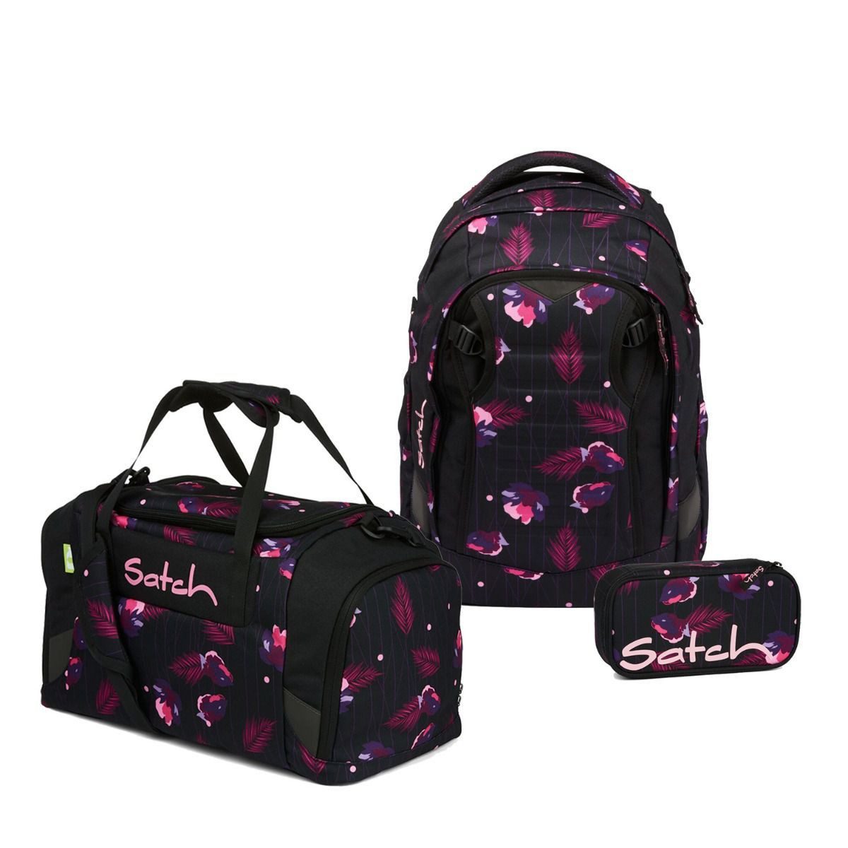 Satch Schulrucksack Match (3tlg., inkl. Schlamperbox und Sporttasche), erweiterbar