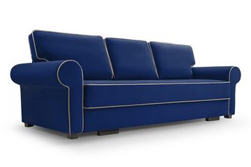 Beautysofa 3-Sitzer BELLO, in Retro-Stil, Bettkasten, Wellenfedern, für Wohnzimmer, Dreisitzer Sofa aus Veloursstoff, inklusive Schlaffunktion