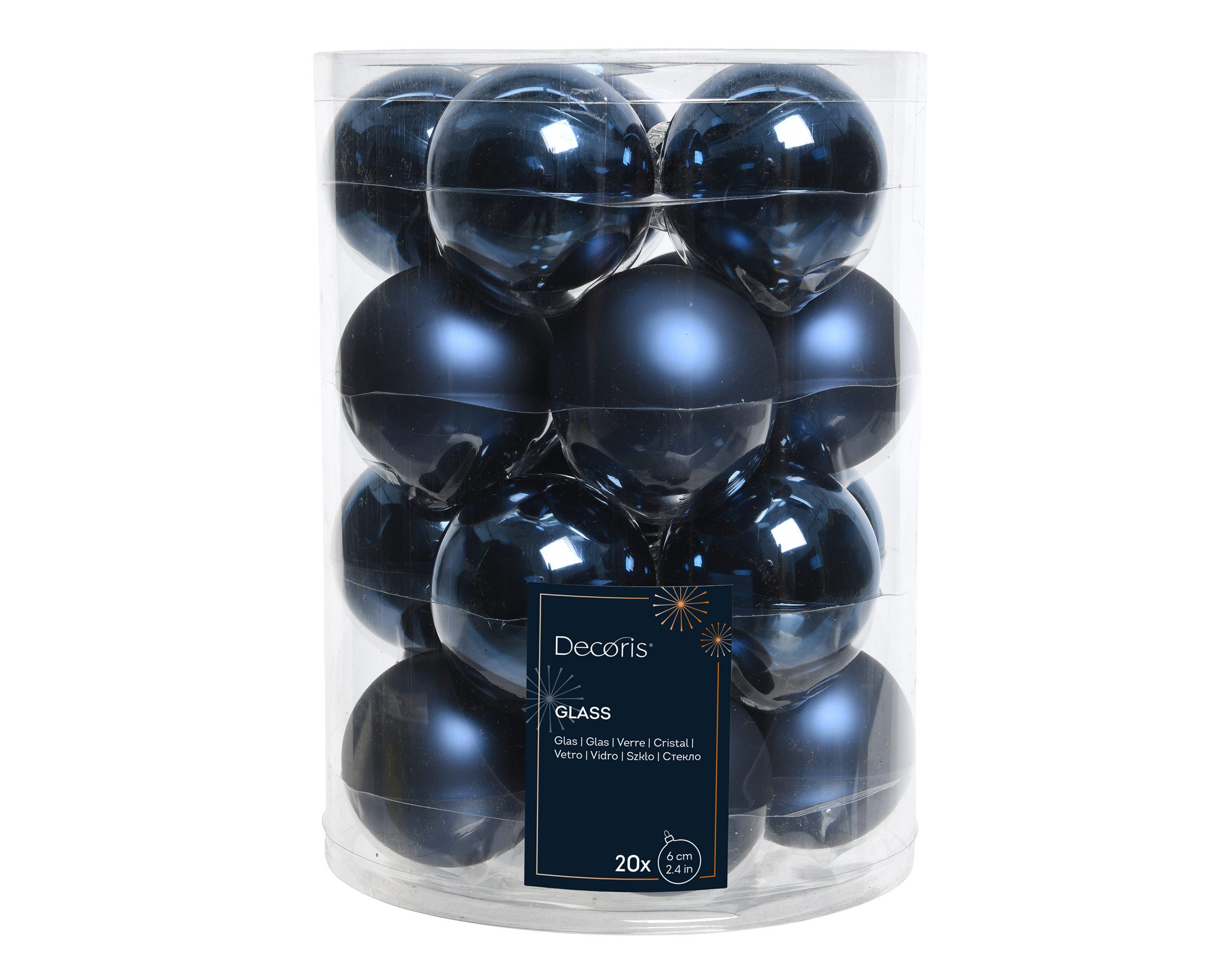 Kaemingk Weihnachtsbaumkugel, Weihnachtskugeln Glas 6cm x 20 Stück - Nachtblau