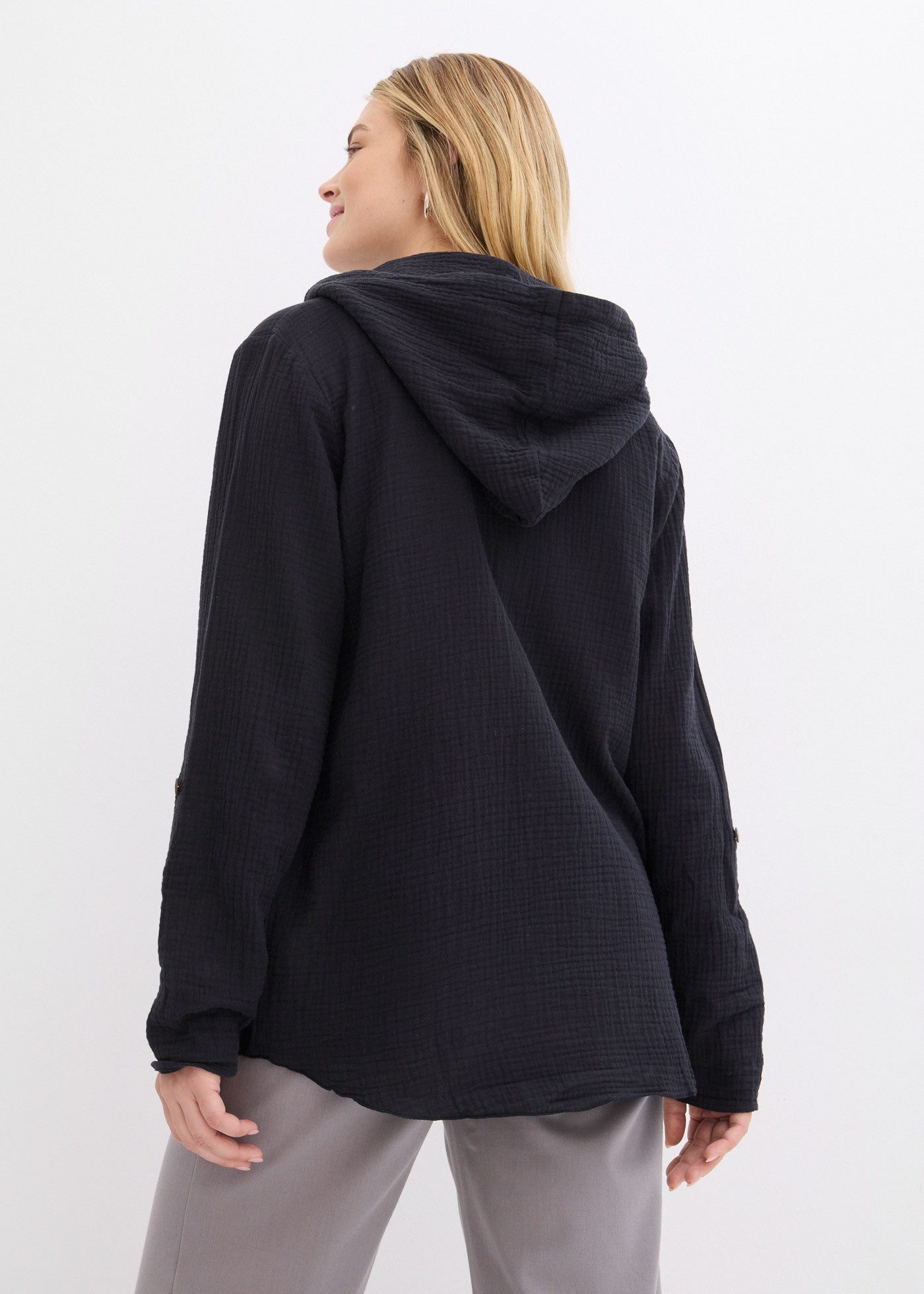 bonprix Schlupfbluse (1-tlg) Loose fit, für Frühling und Sommer, aus Baumwolle, Musselin-Tunika