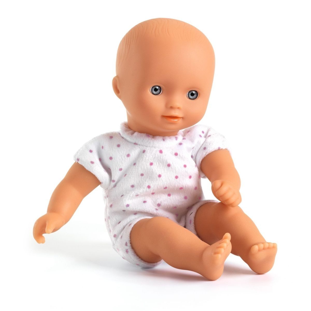 DJECO Babypuppe Pomea Mini-Puppe Barbara mit weichem Körper und Babykörbchen, 20 cm – Bild 4 von 5