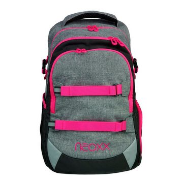 neoxx Schulranzen Active (Set, 3-tlg. inkl. Schamper Box und Regenschutz-Hülle), Rucksack Set "pink in famous" - Schultasche 5. bis 12. Klasse