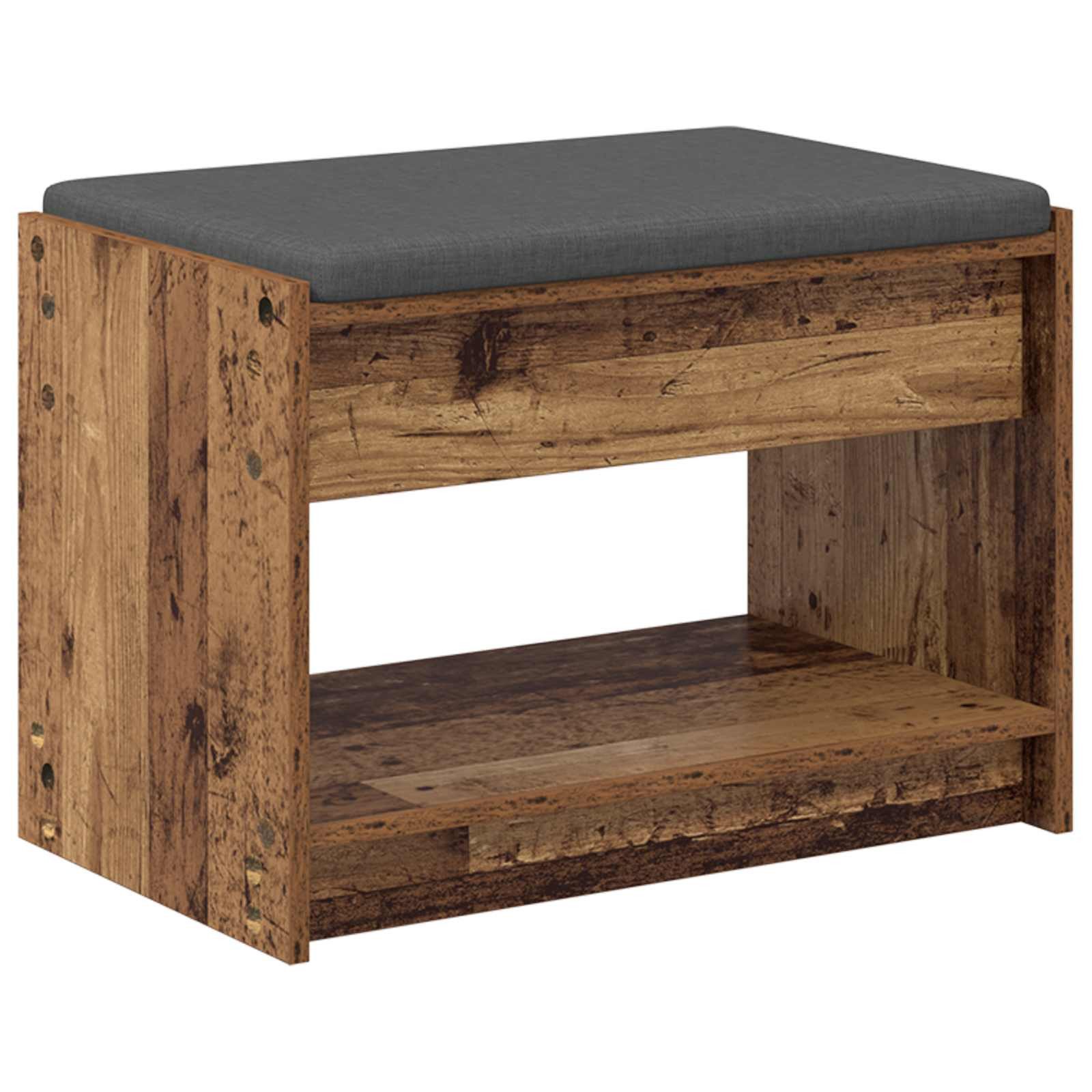vidaXL Sitzbank Flurbank mit Kissen mit Regal Altholz 63 x 38 x 45 cm (1-St)