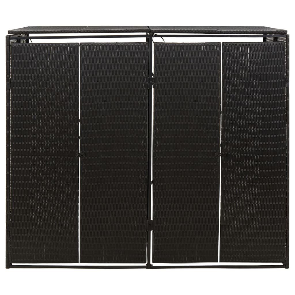 vidaXL Mülltonnenbox 2 Tonnen Mülltonnenverkleidung Mülltonnenbox schwarz Polyrattan