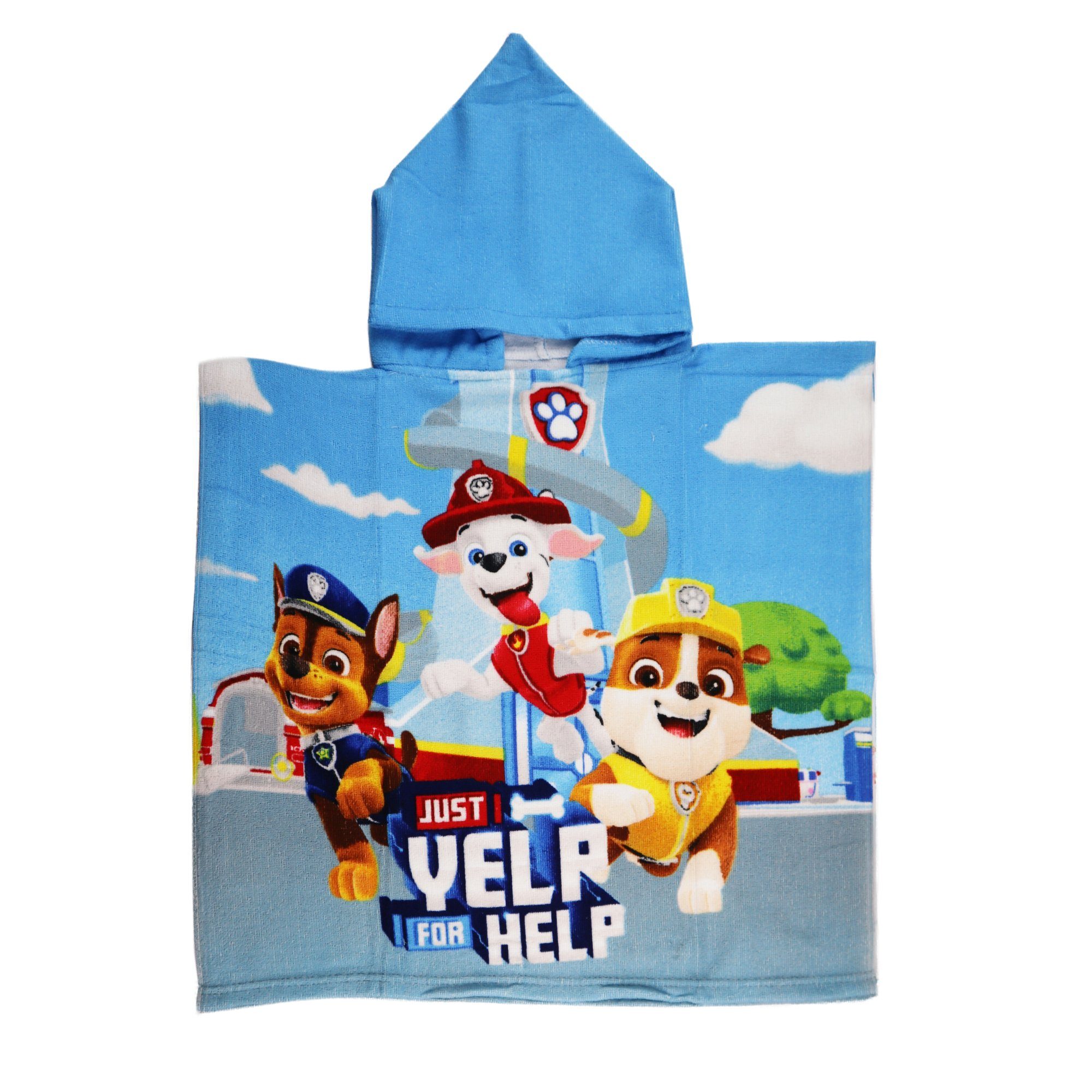 PAW PATROL Badeponcho Paw Patrol Chase Poncho, Mikrofaser, Kapuze, Gr. 55 x 110 cm