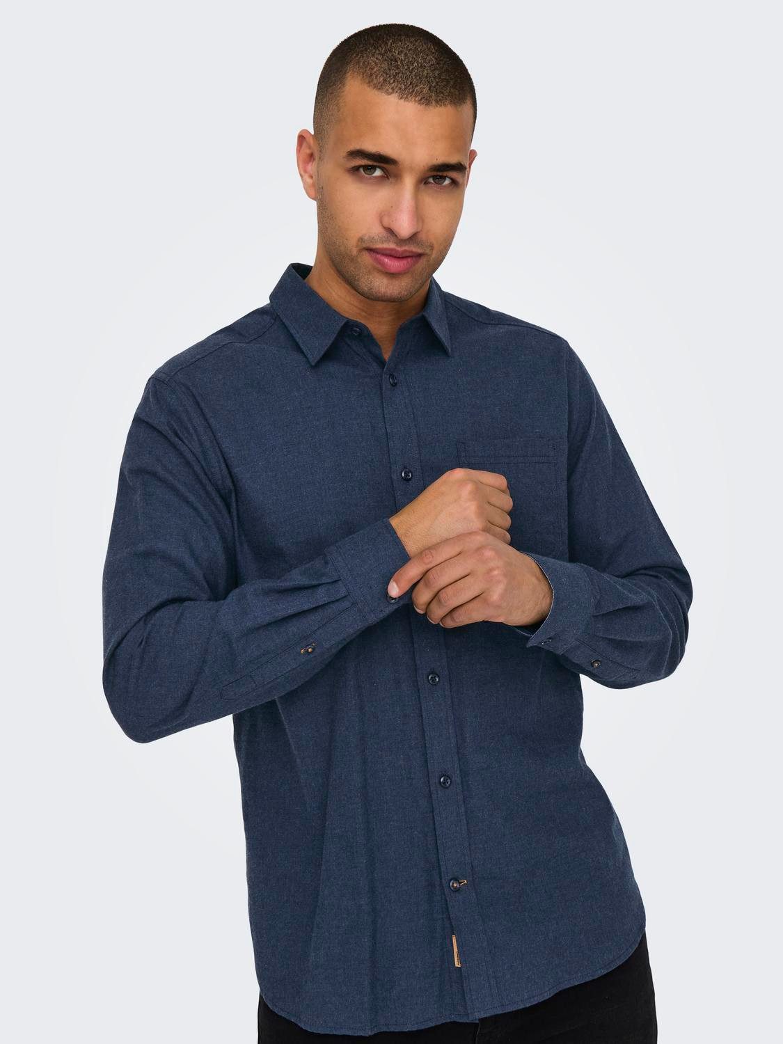 ONLY & SONS Langarmhemd ONSROAD LIFE REG MELANGE LS SHIRT NOOS günstig online kaufen