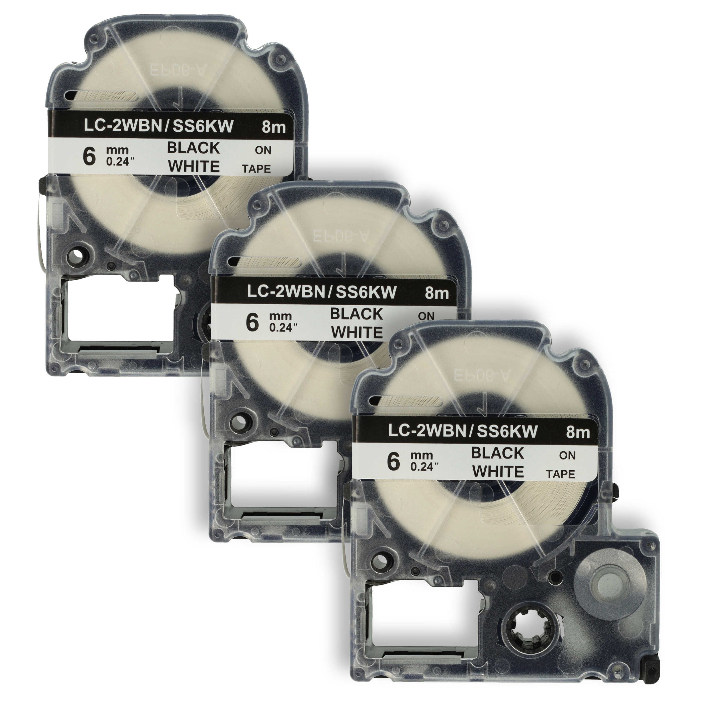 Beschriftungsband Ersatz für KingJim SS6KW für Beschriftungsgerät / Etikettendrucker