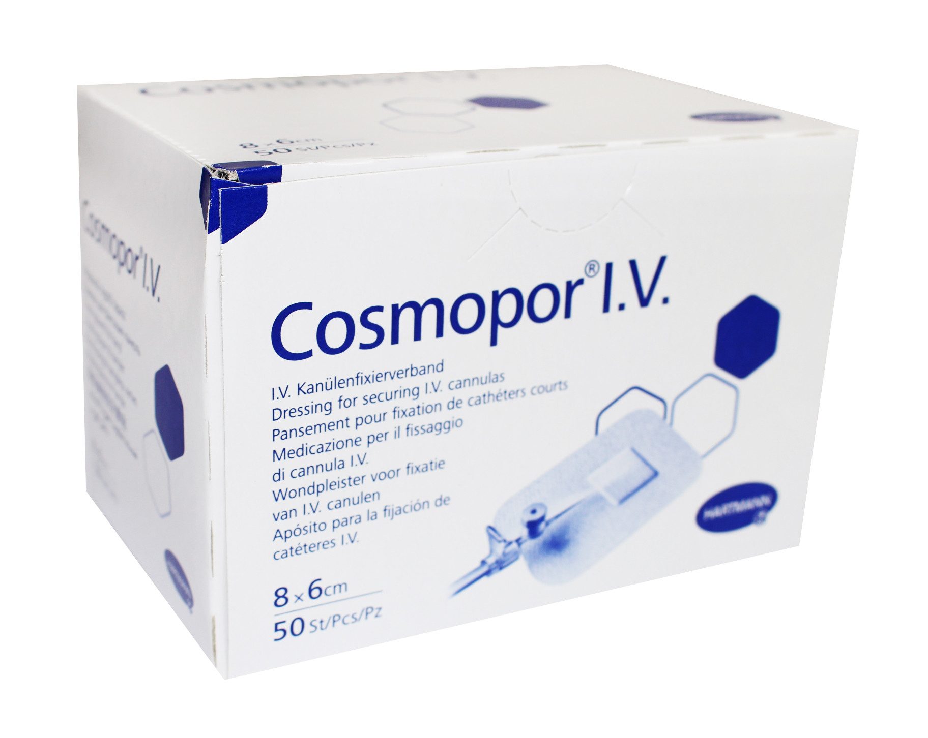 PAUL HARTMANN AG Fixierpflaster Cosmopor I.V. 8 x 6 cm, steril, Fixierverband für I.V. Kanülen, 50 St. (50-St)