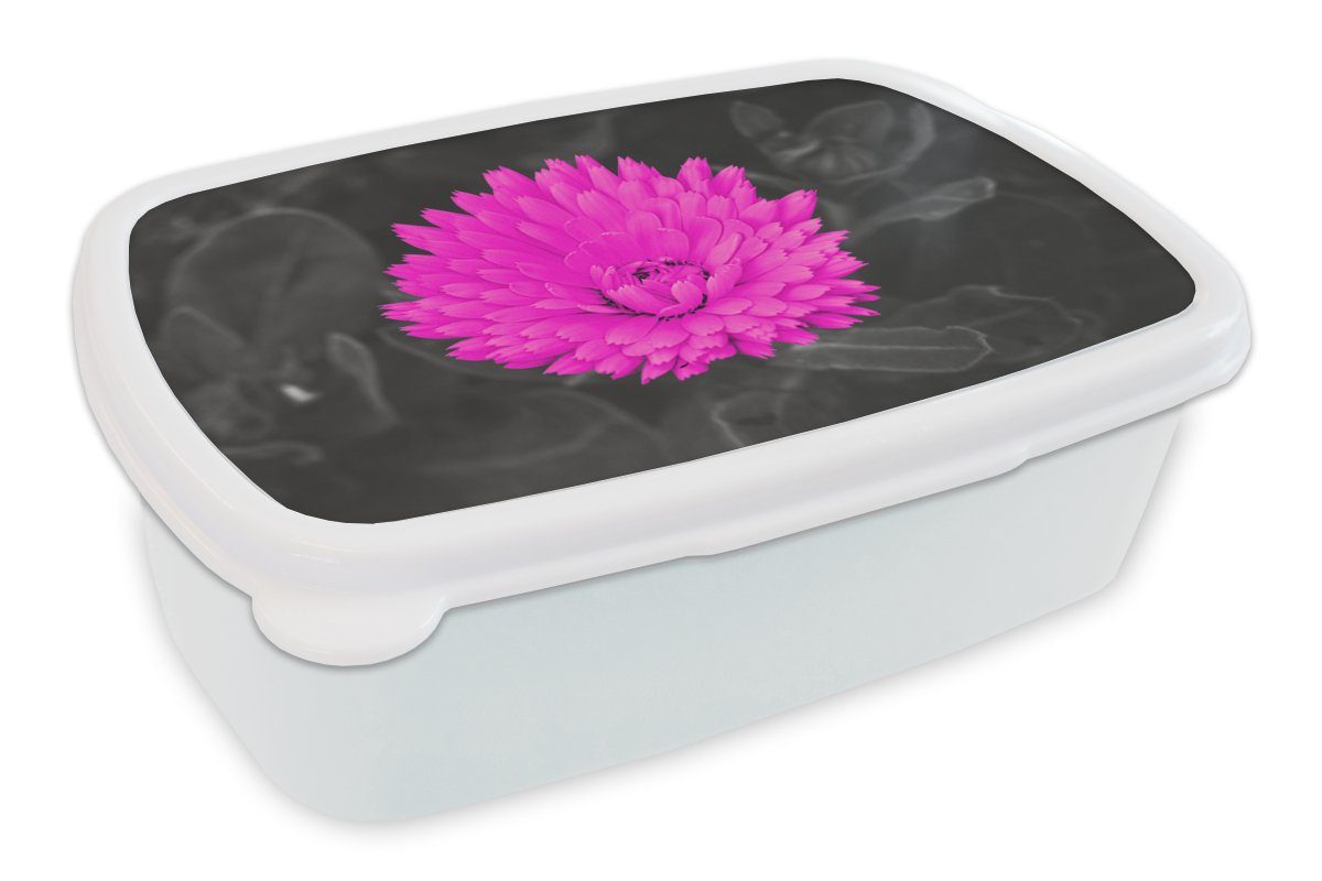 MuchoWow Lunchbox Kunststoff, Blumen weiß Brotbox und Erwachsene, Mädchen und Kinder Rosa, für für - Jungs - Brotdose, Aquarell (2-tlg)