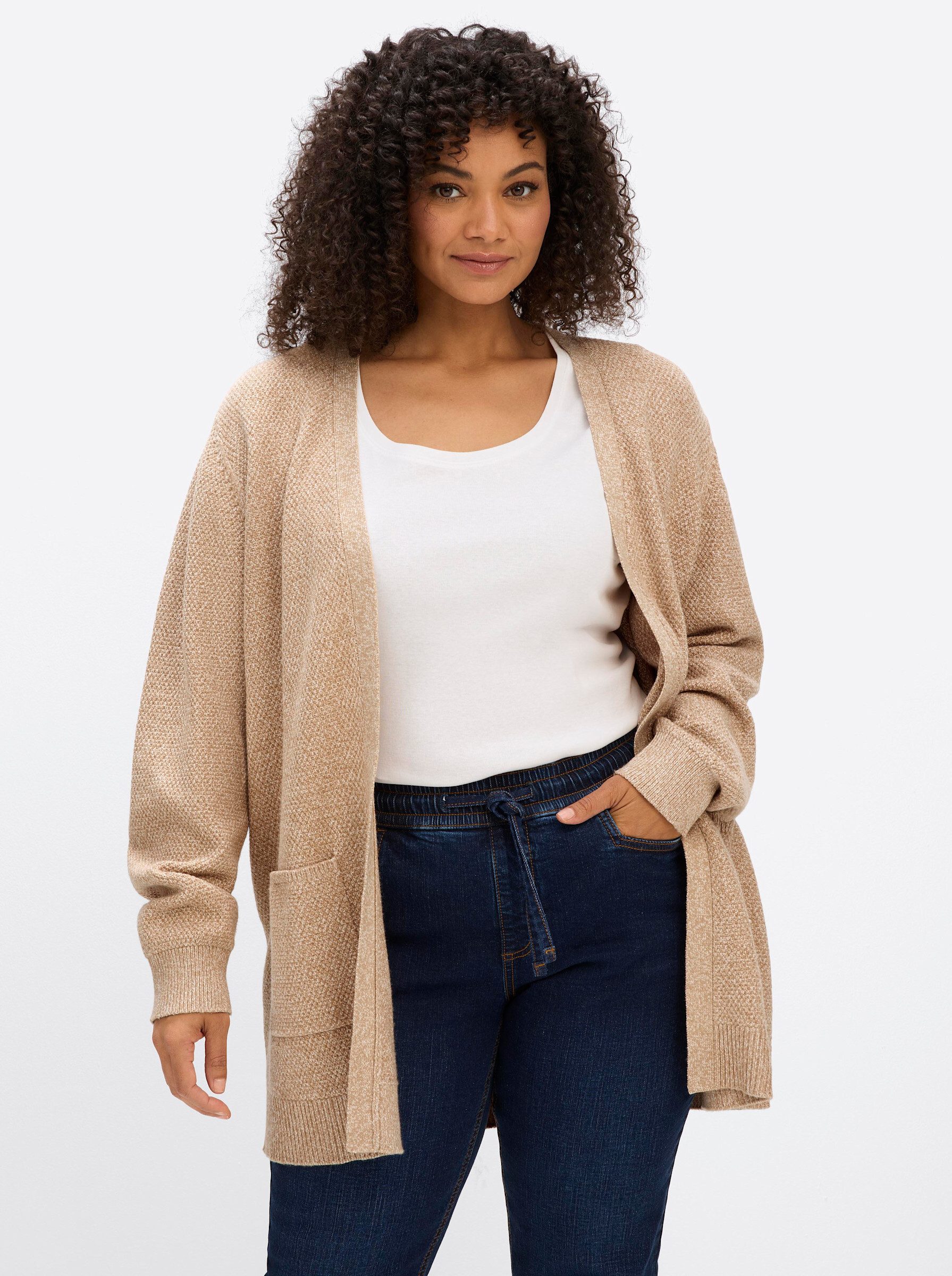 Sheego Strickjacke Strickjacke Langarm Feinstrick