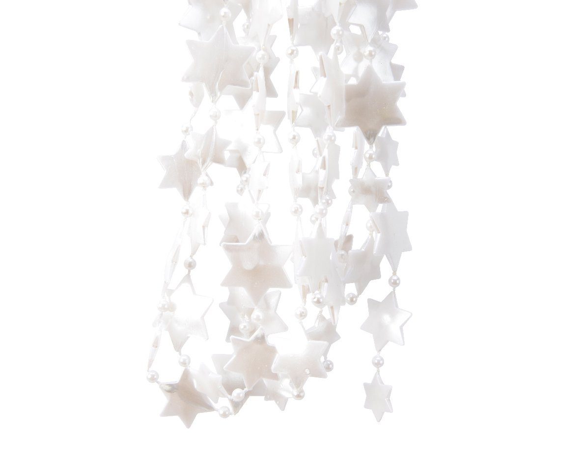 mit season Kunststoff Decoris Perlenkette Winterweiß decorations Sternen Meter 2,7 2cm Christbaumschmuck, -