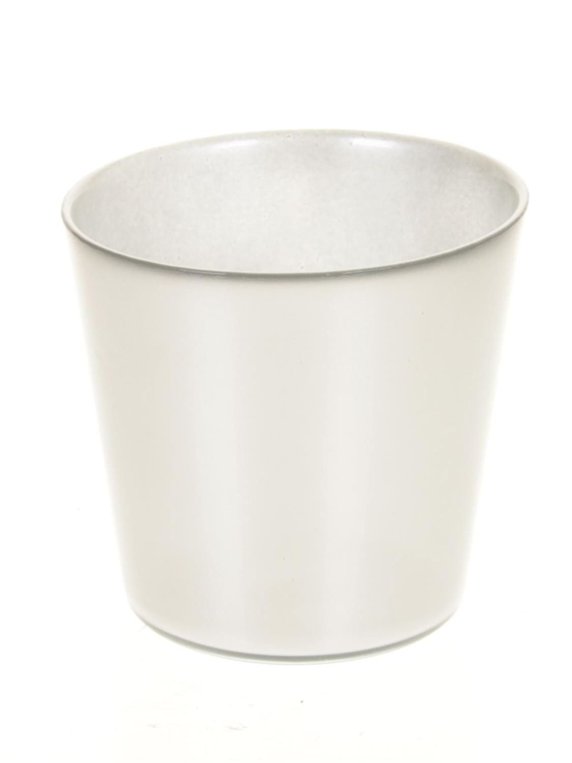 INNA-Glas Blumentopf Glasübertopf Alena Shiny, Silber glänzend, 12,5 cm, Ø 13,3 cm