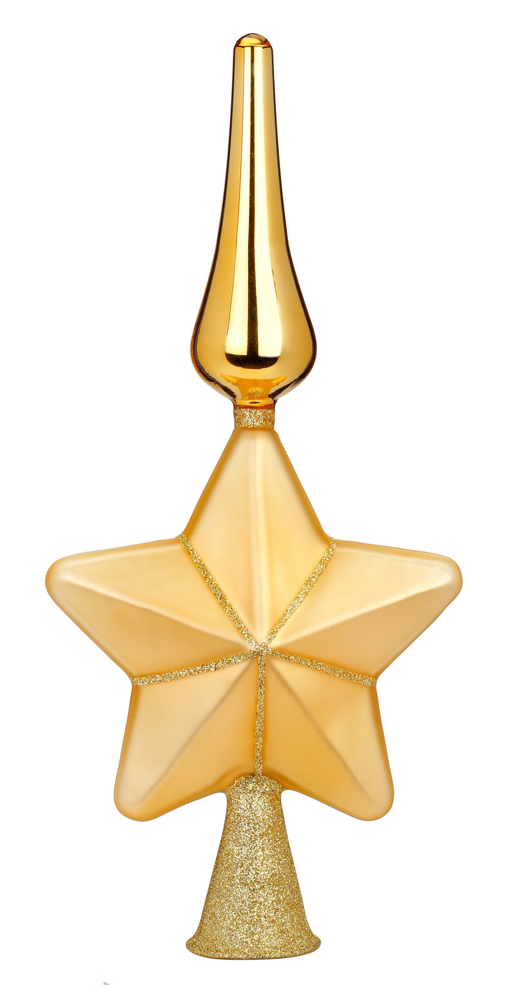 MAGIC by Inge Christbaumspitze, Christbaumspitze Stern mit Glitzer Glas 29cm, 1 Stück