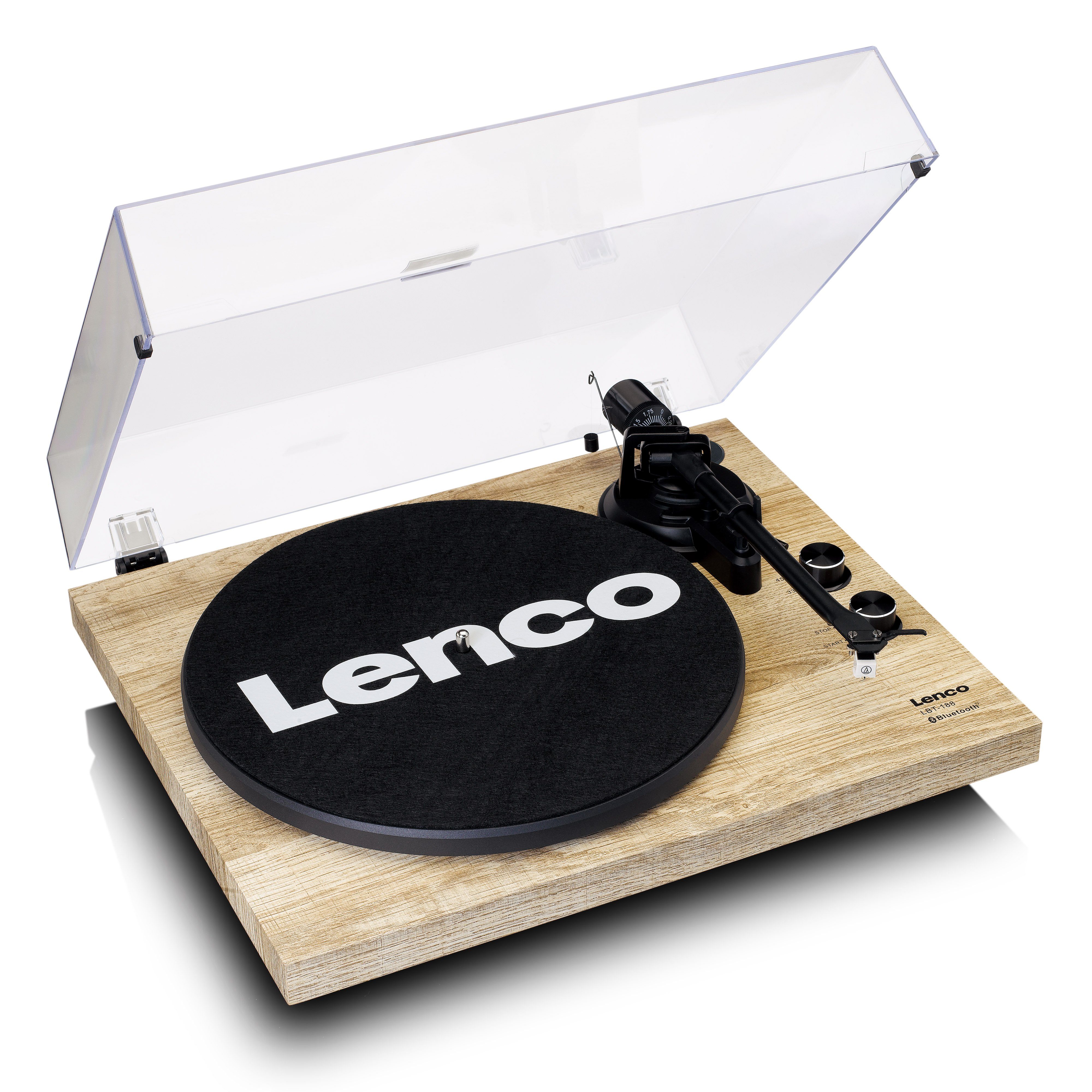 Lenco LBT-188PI Plattenspieler (Riemenantrieb, Bluetooth, Bluetooth, Audio-Technica & USB in Holz)