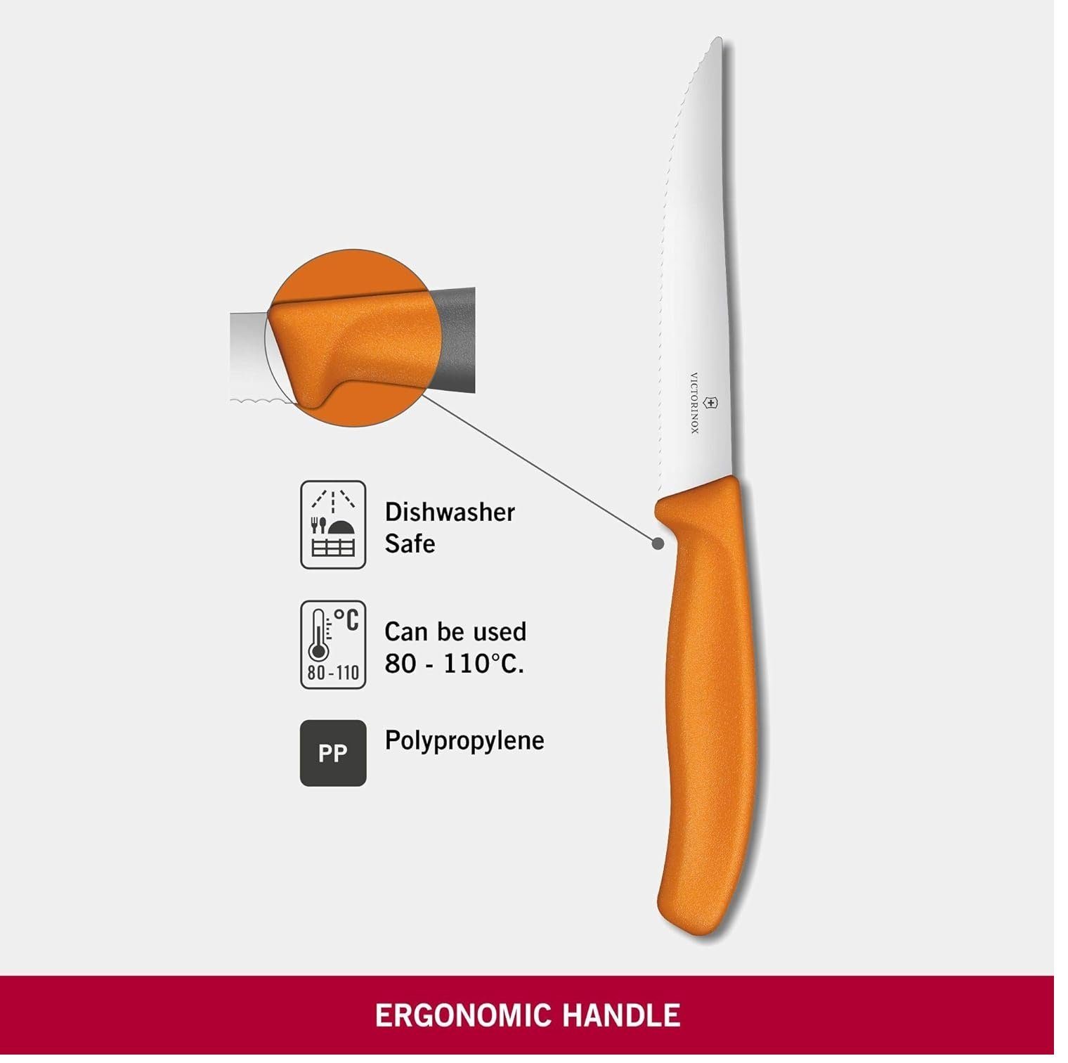 Victorinox Steakmesser Swiss Classic, Profi Steak- und Pizzamesser,orange